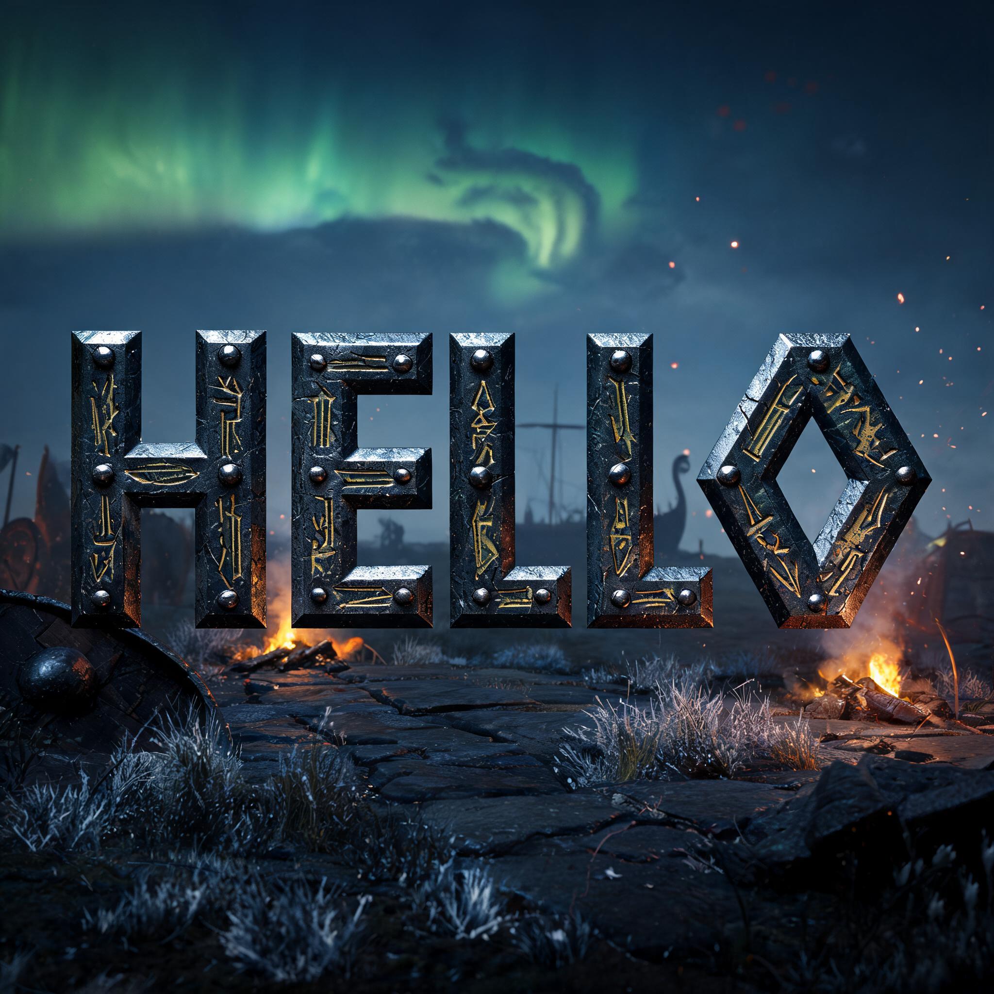 "Hello" — Viking | AI Text Effect Generator