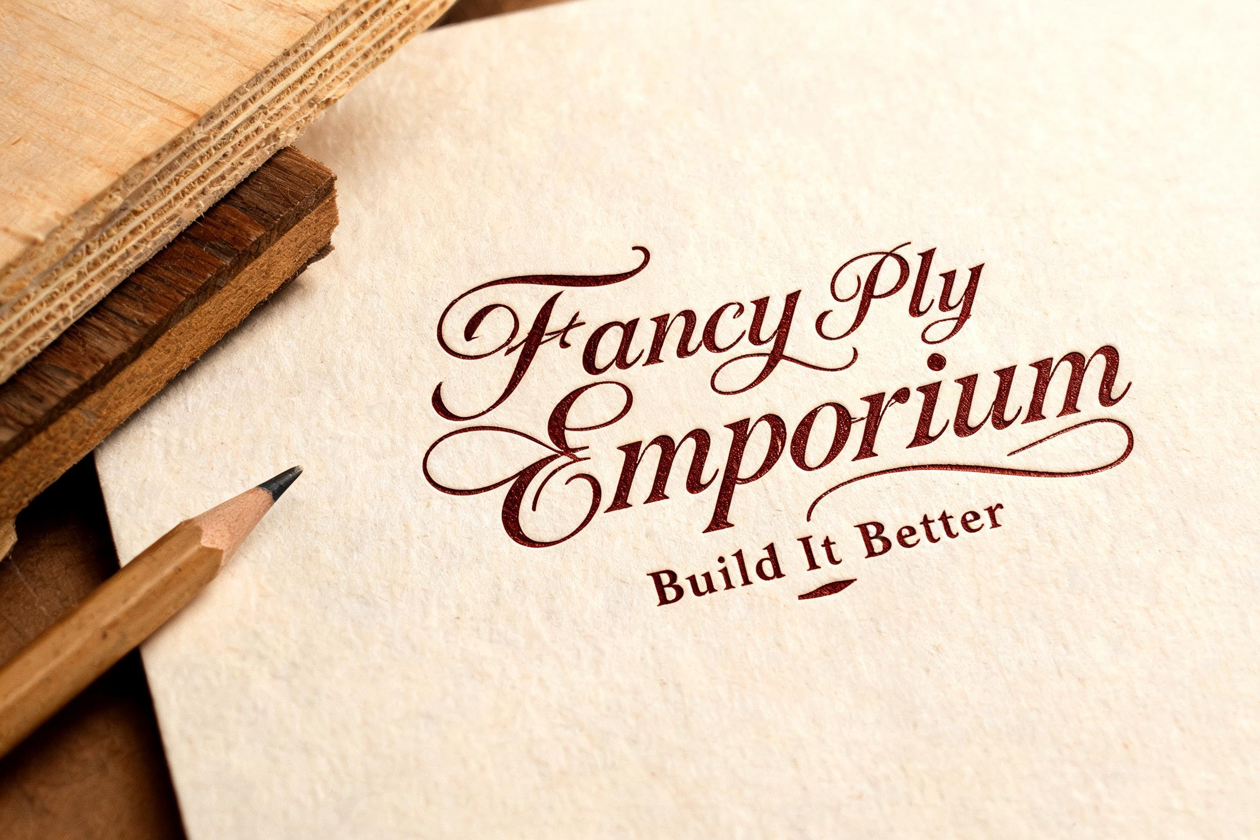 "Fancy Ply Emporium  
Build It Better" — Cursive | AI Text Effect Generator