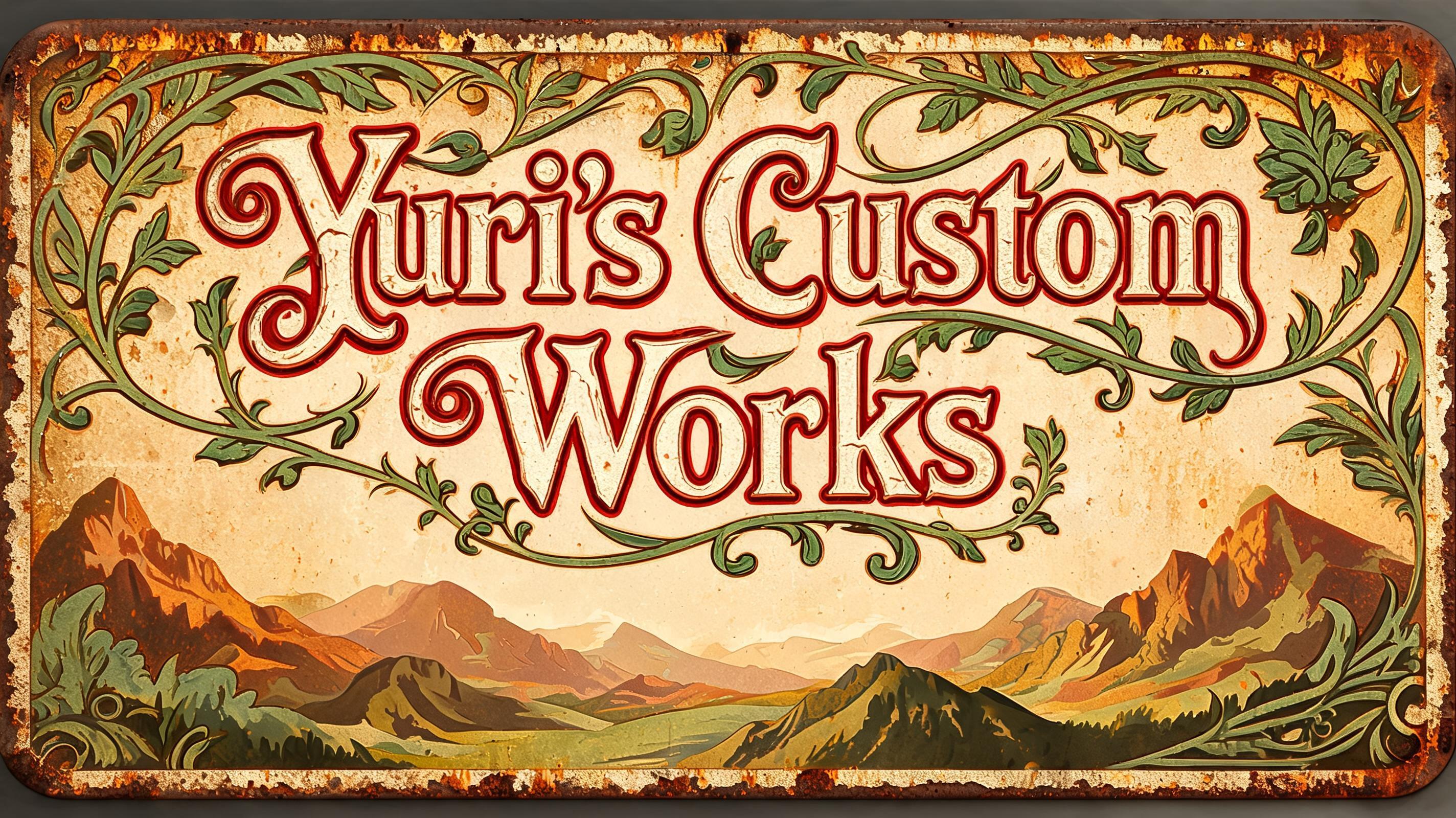 "Yuri's Custom Works" — Vintage | AI Text Effect Generator