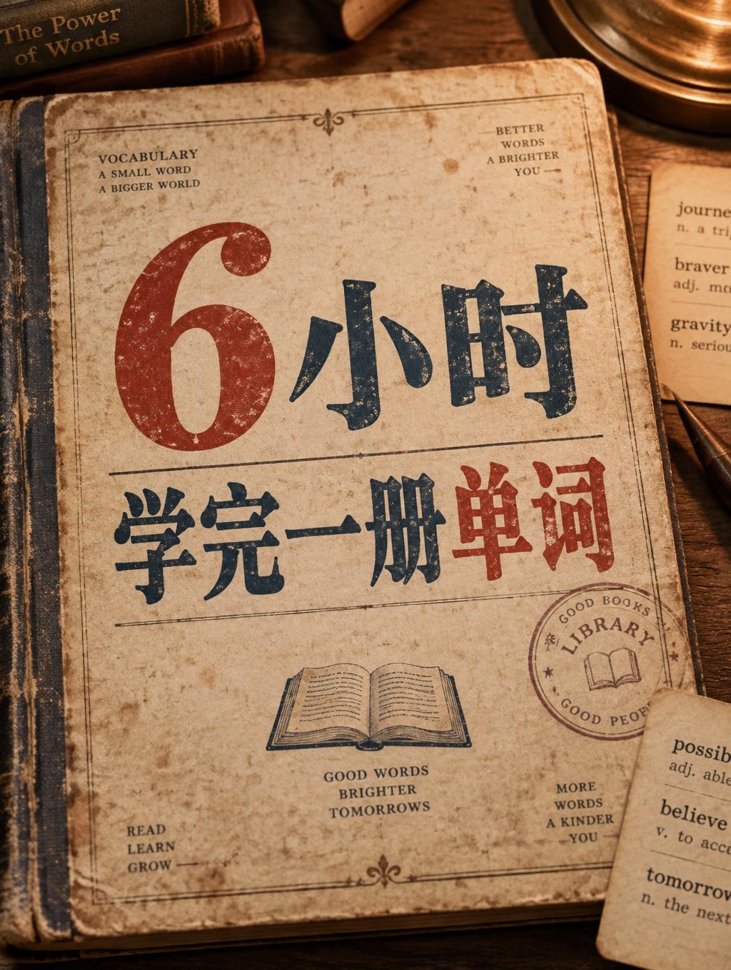"6小时学完一册单词" — Vintage | AI Text Effect Generator
