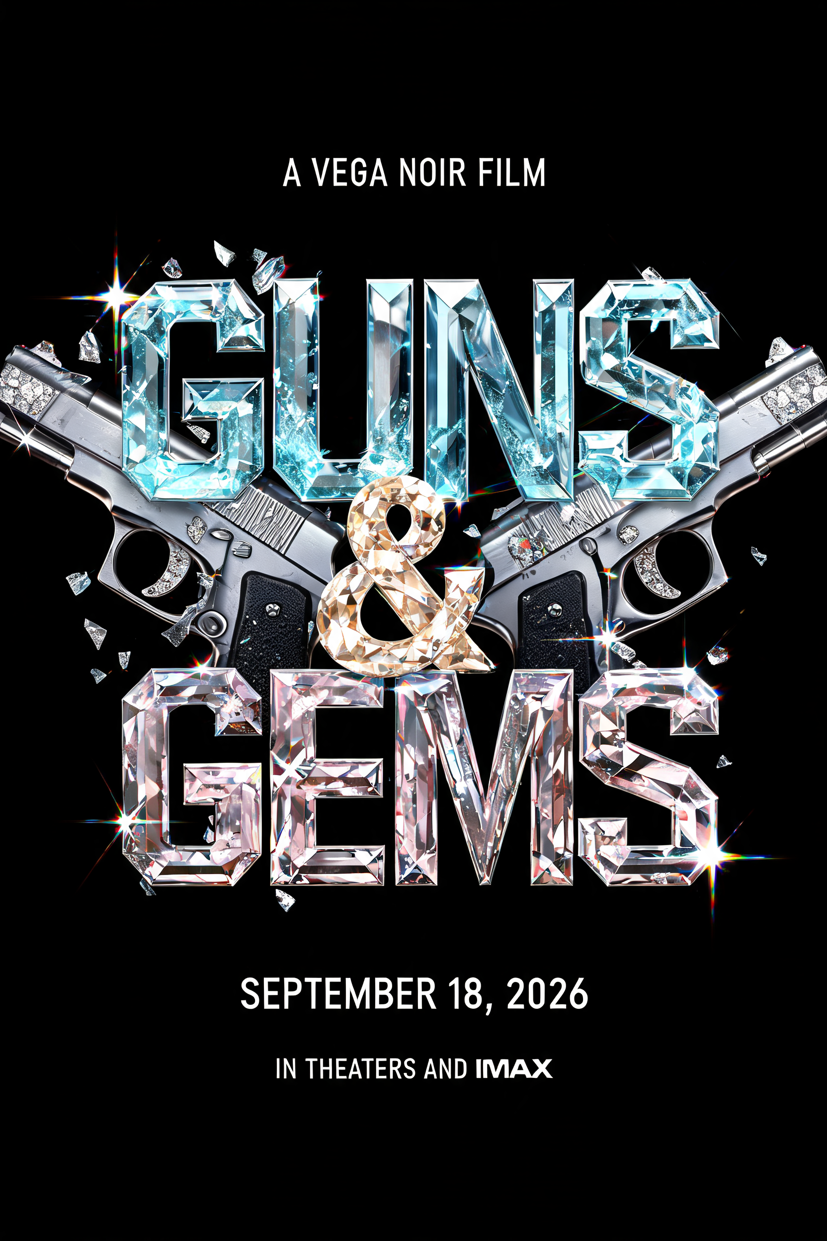 "GUNS & GEMS" — Glass Crystal | AI Text Effect Generator
