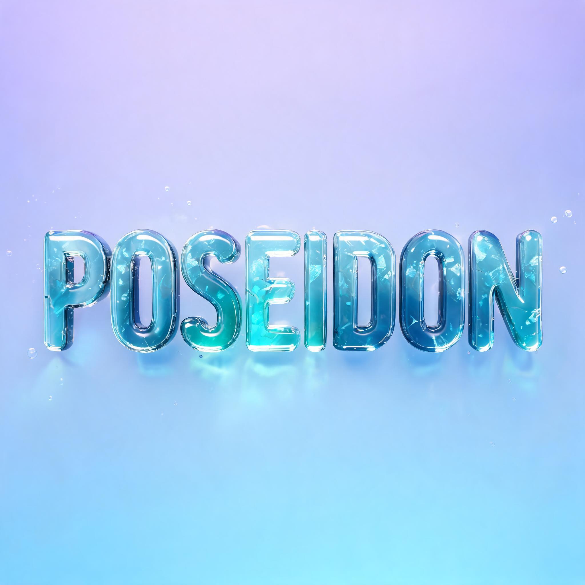 "Poseidon" — Glass Liquid | AI Text Effect Generator