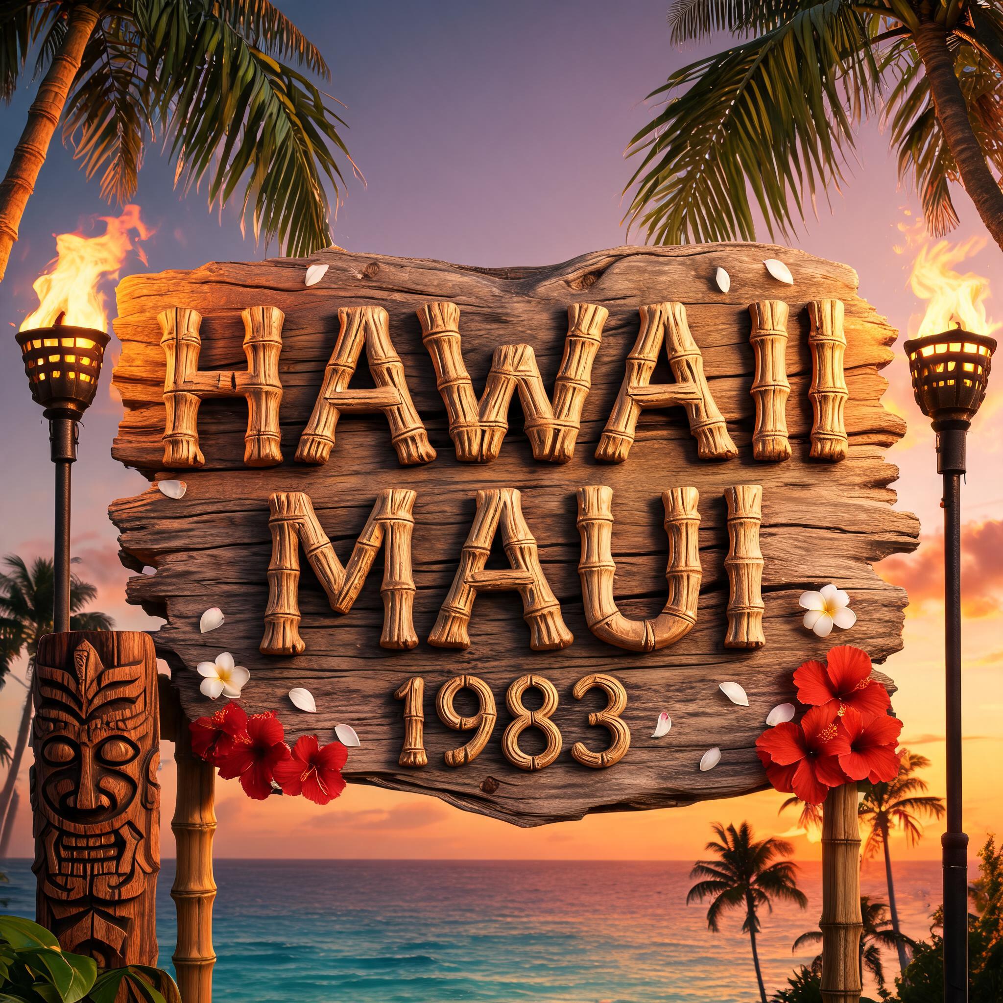 "Hawaii Maui 1983" — Hawaiian | AI Text Effect Generator