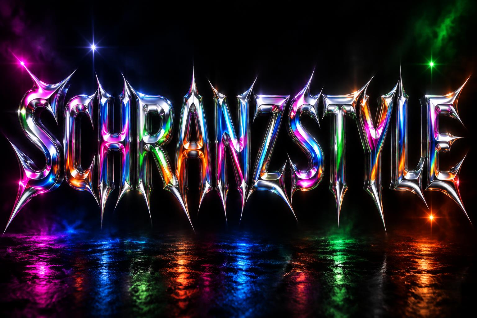 "SCHRANZSTYLE" — Y2k Chrome text effect