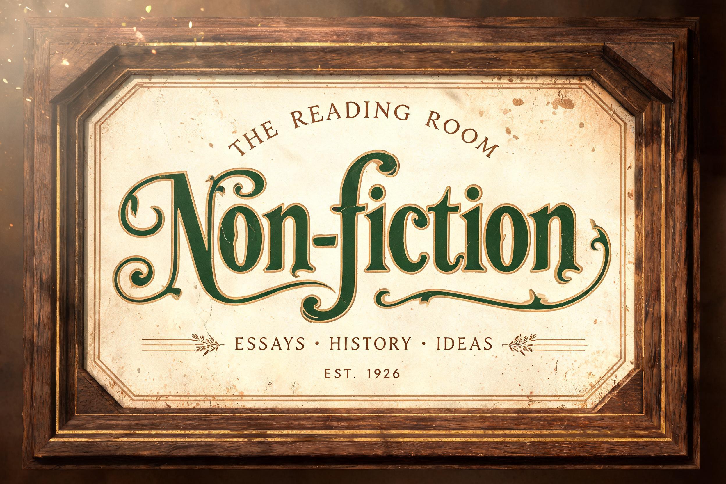 "Non-fiction
THE READING ROOM
ESSAYS · HISTORY · IDEAS
EST. 1926" — Vintage | AI Text Effect Generator