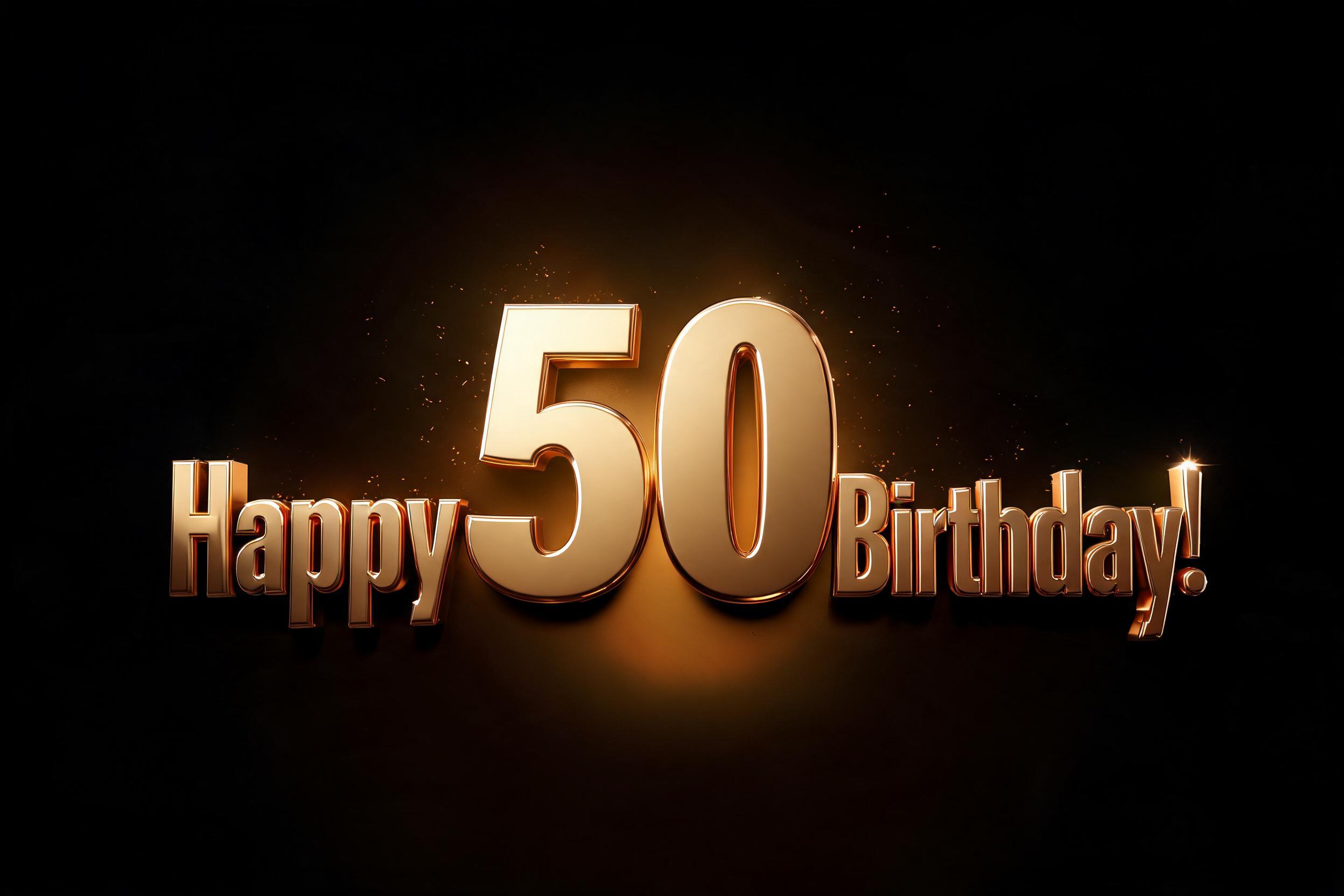 "Happy 50th Birthday!" — 3d Bold Gold | AI Text Effect Generator