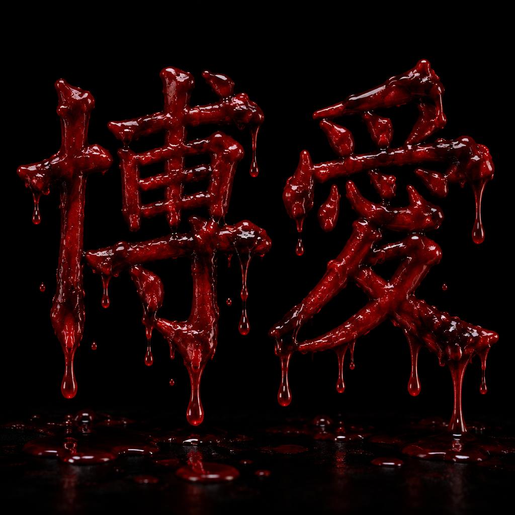 "博愛" — Drip Font Blood | AI Text Effect Generator