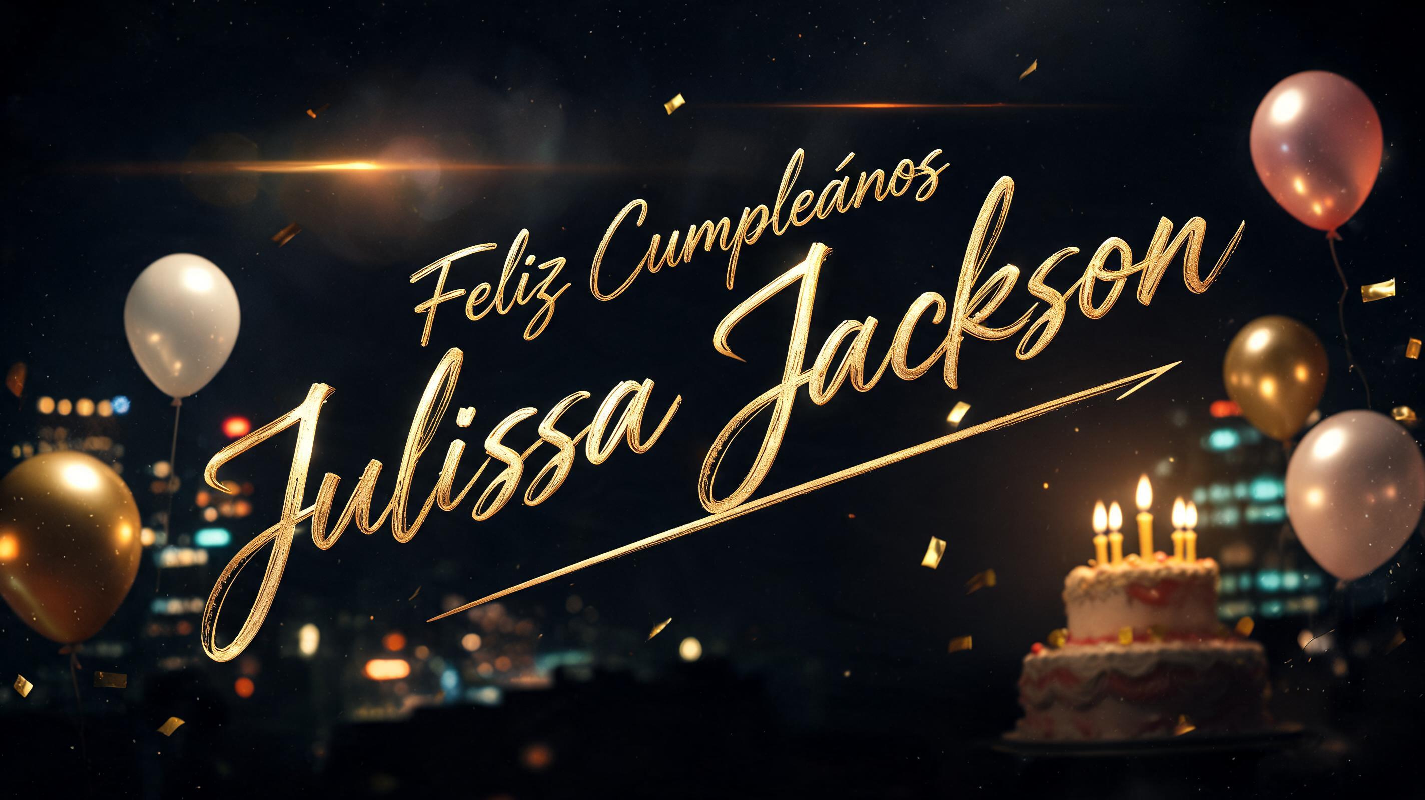 "Feliz Cumpleaños Julissa Jackson" — cinematic text effect