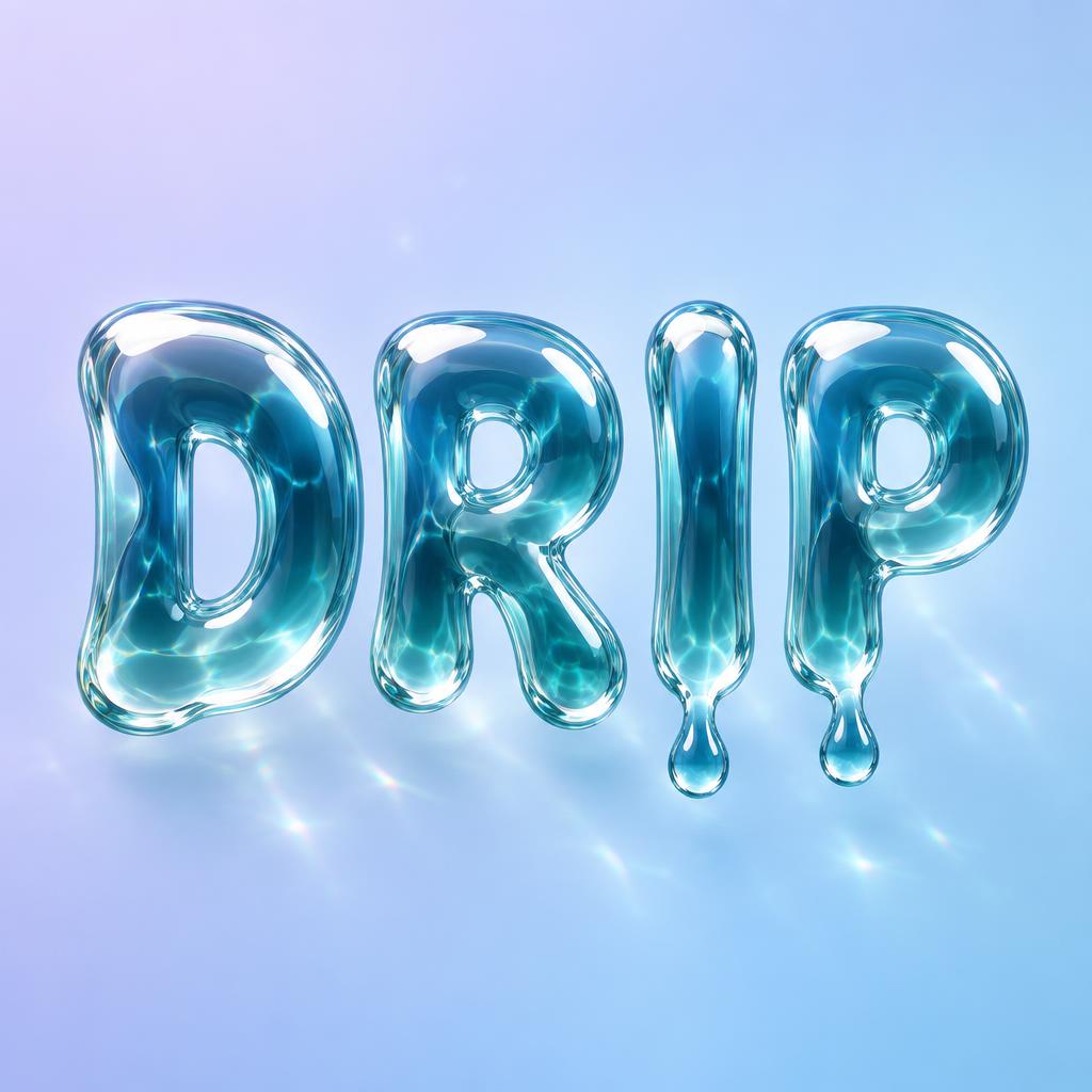 "DRIP" — Glass Liquid | AI Text Effect Generator