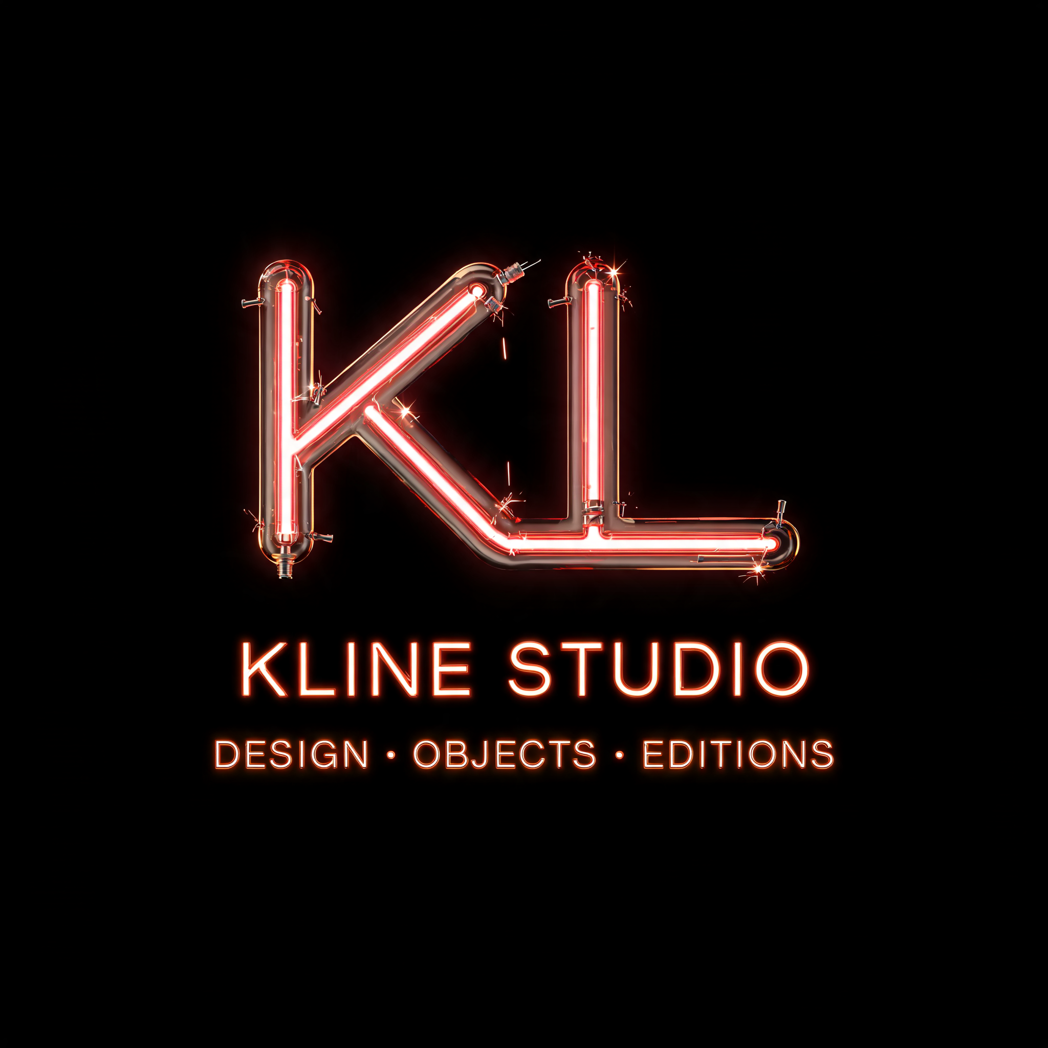 "KL
KLINE STUDIO
DESIGN • OBJECTS • EDITIONS" — Neon Sign | AI Text Effect Generator