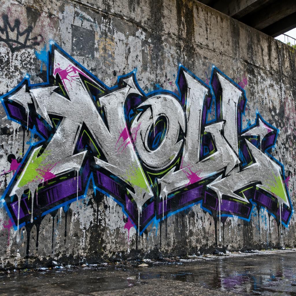 "noll" — Graffiti | AI Text Effect Generator