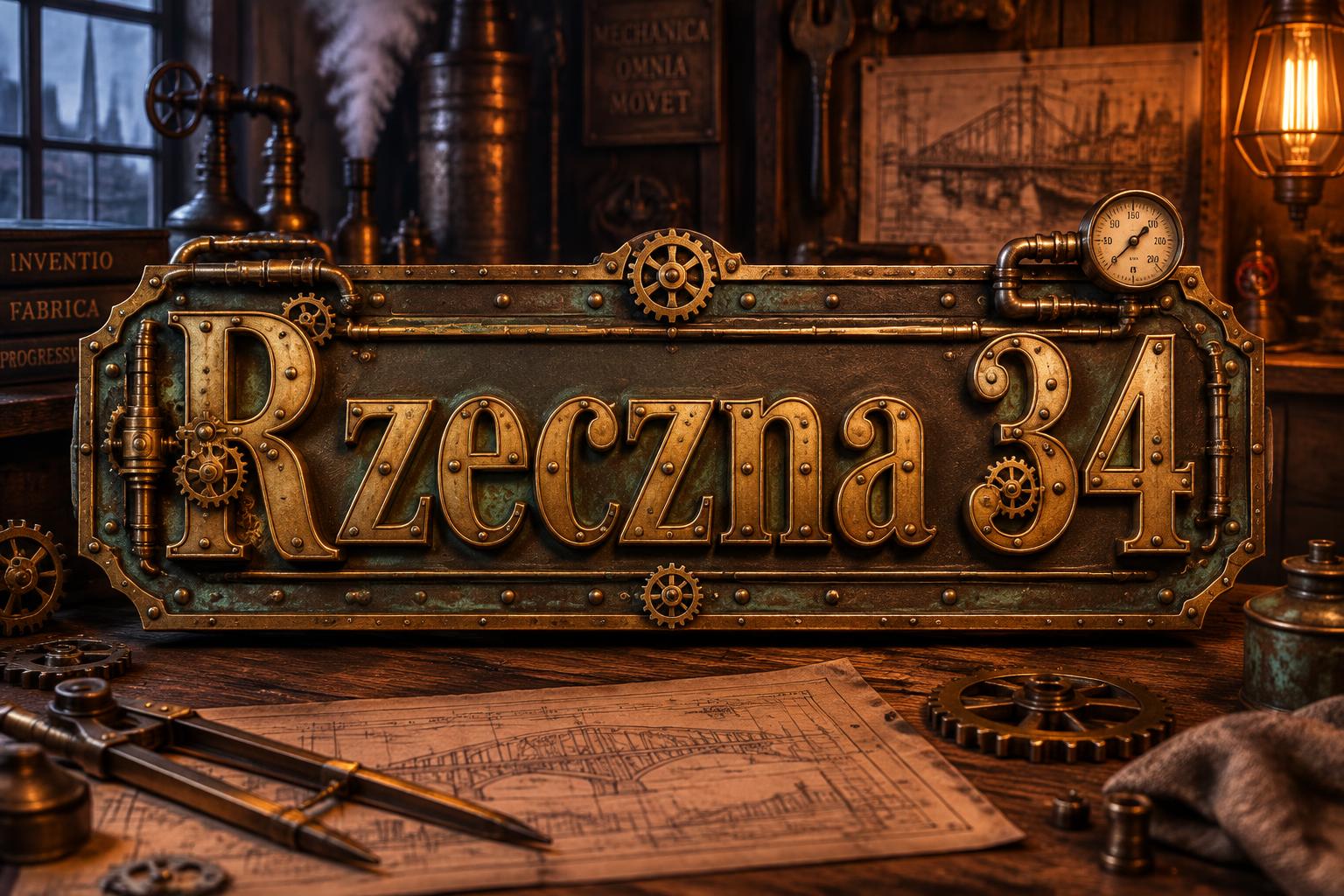 "Rzeczna 34" — Steampunk text effect
