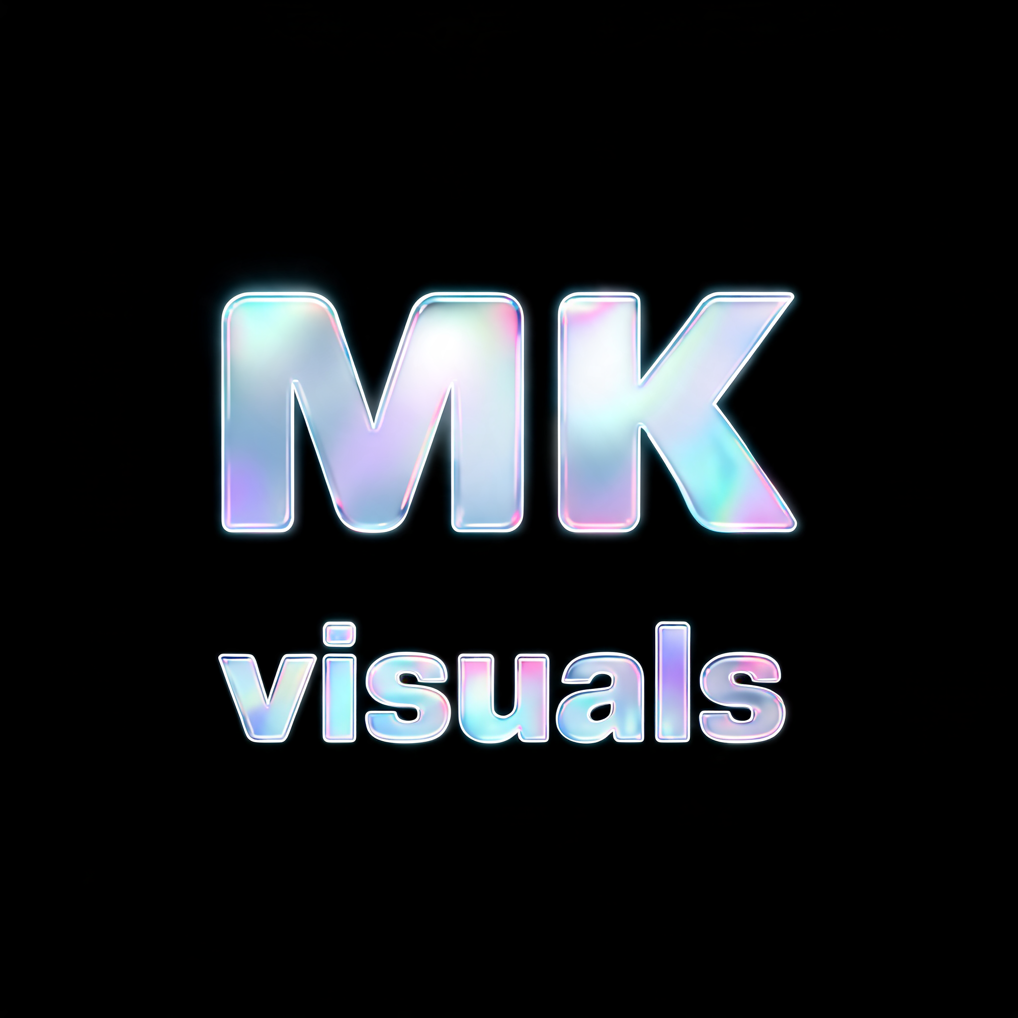 "M K 

visuals" — Glass Morphism | AI Text Effect Generator