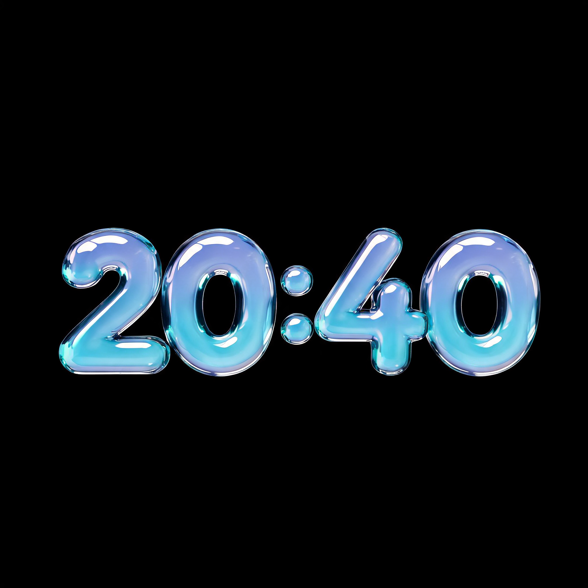 "20:40" — Glass Liquid | AI Text Effect Generator