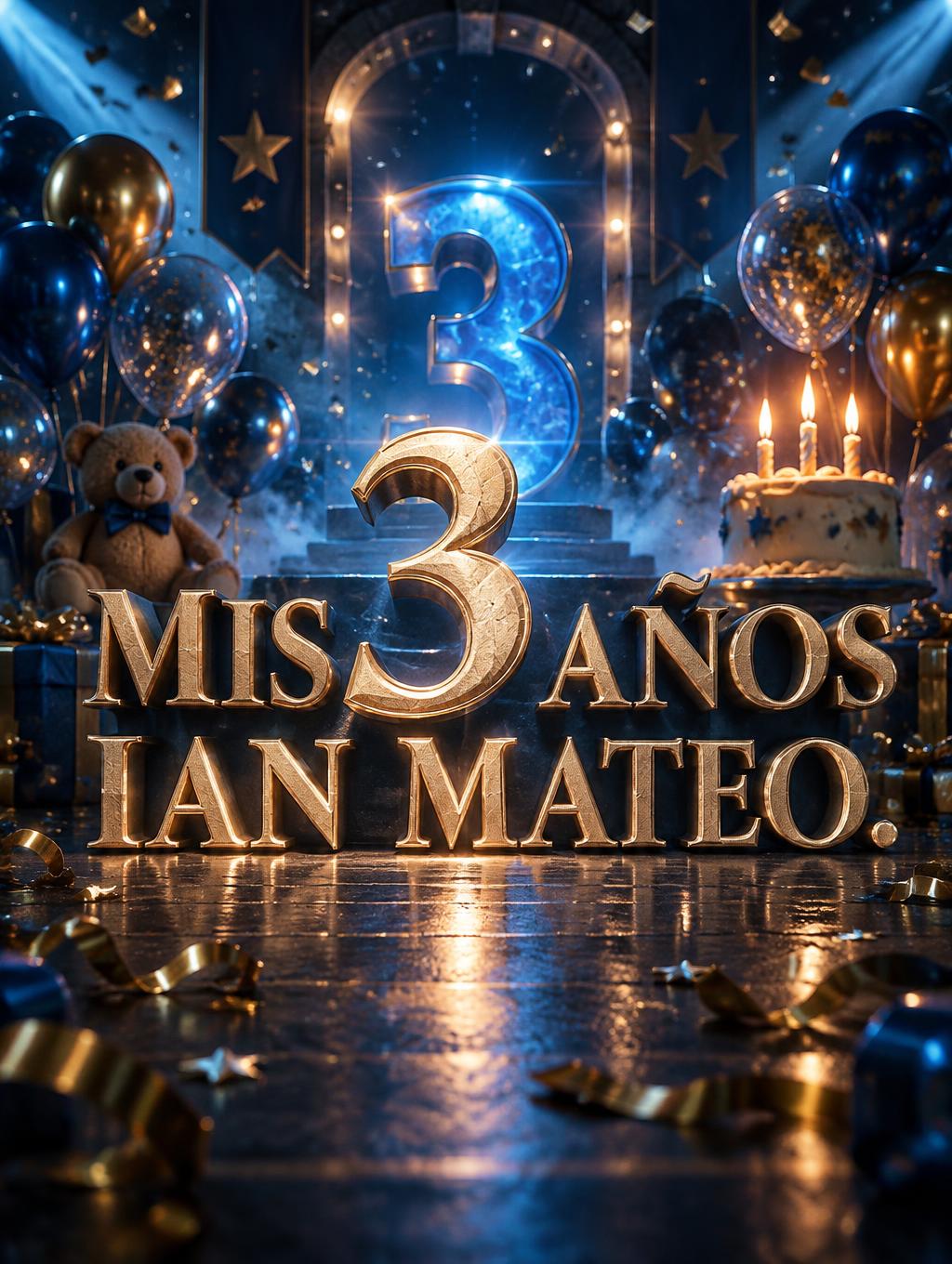 "Mis 3  años Ian Mateo." — Cinematic | AI Text Effect Generator