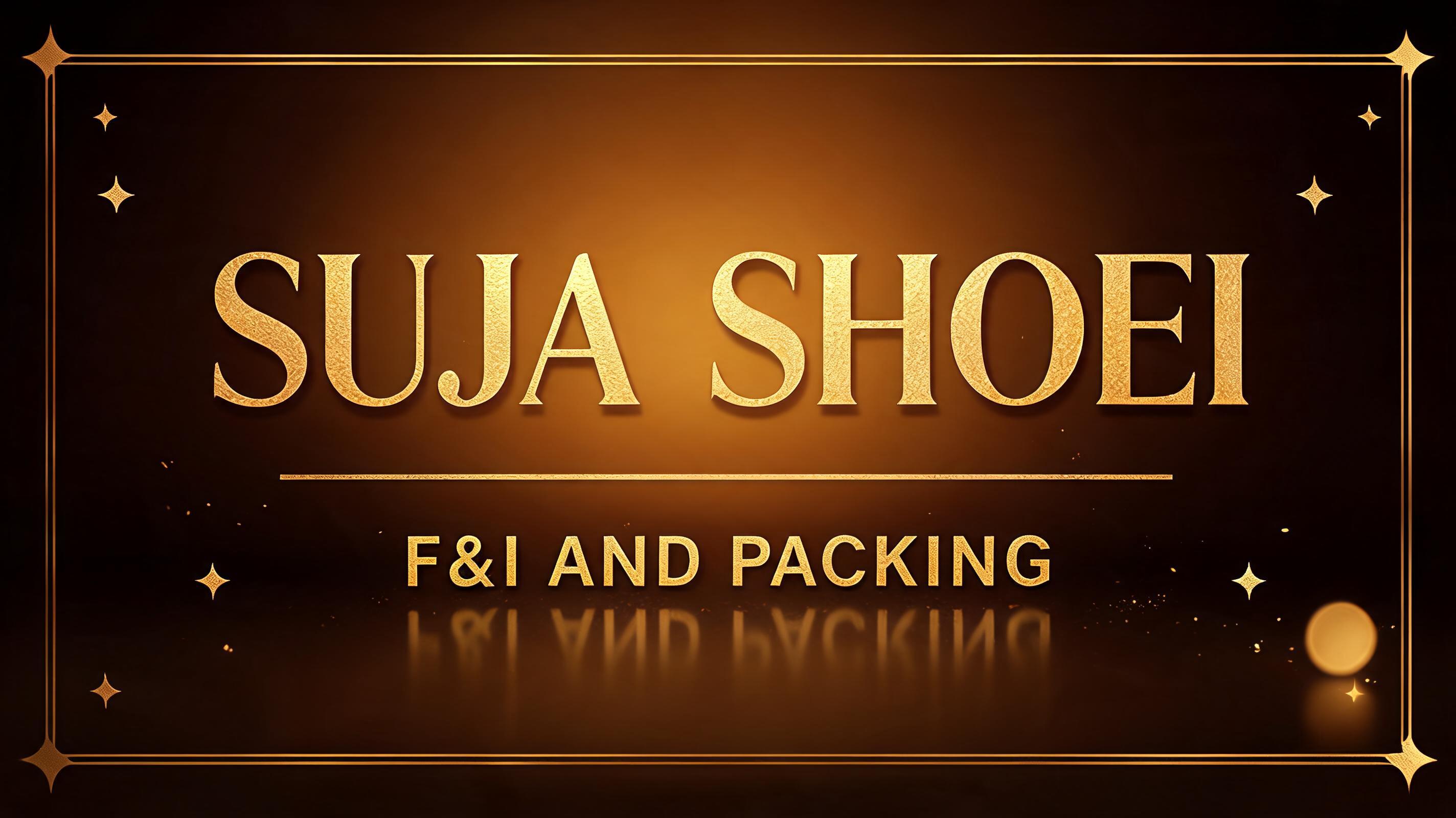 "      SUJA SHOEI
F&I AND PACKING" — Birthday Luxury text effect