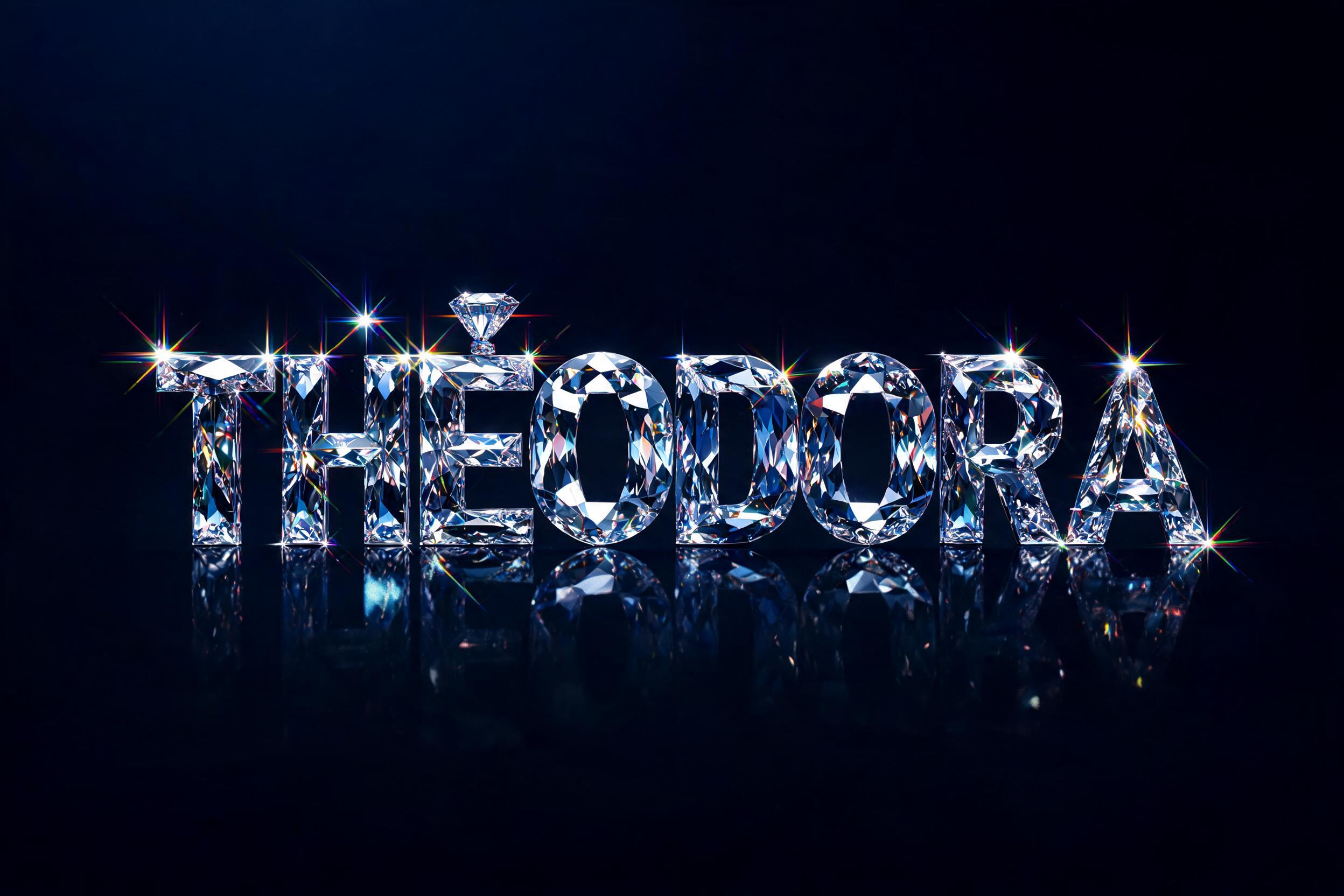 "THÉODORA" — Glass Crystal | AI Text Effect Generator