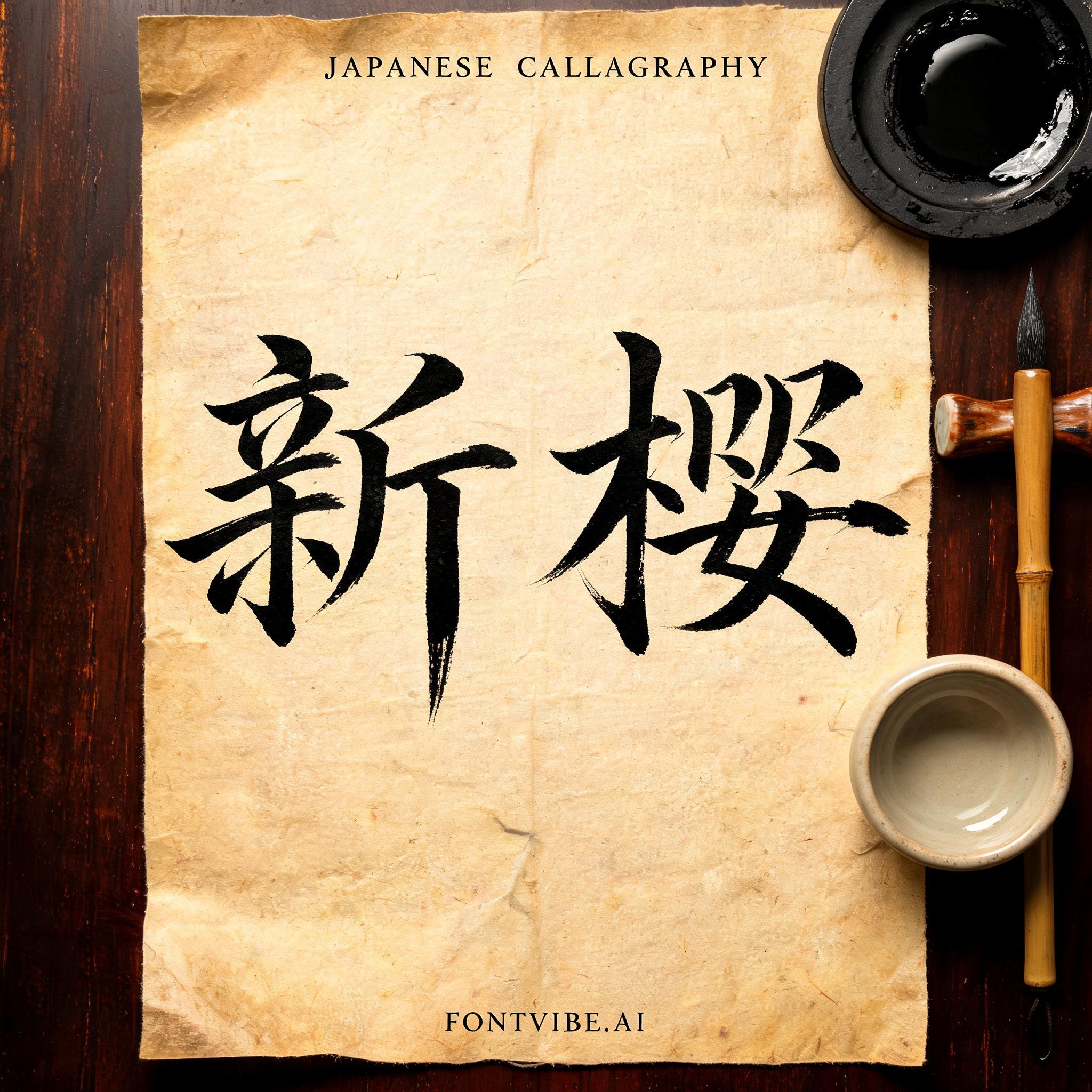 "新桜" — Brush Japanese Ink | AI Text Effect Generator