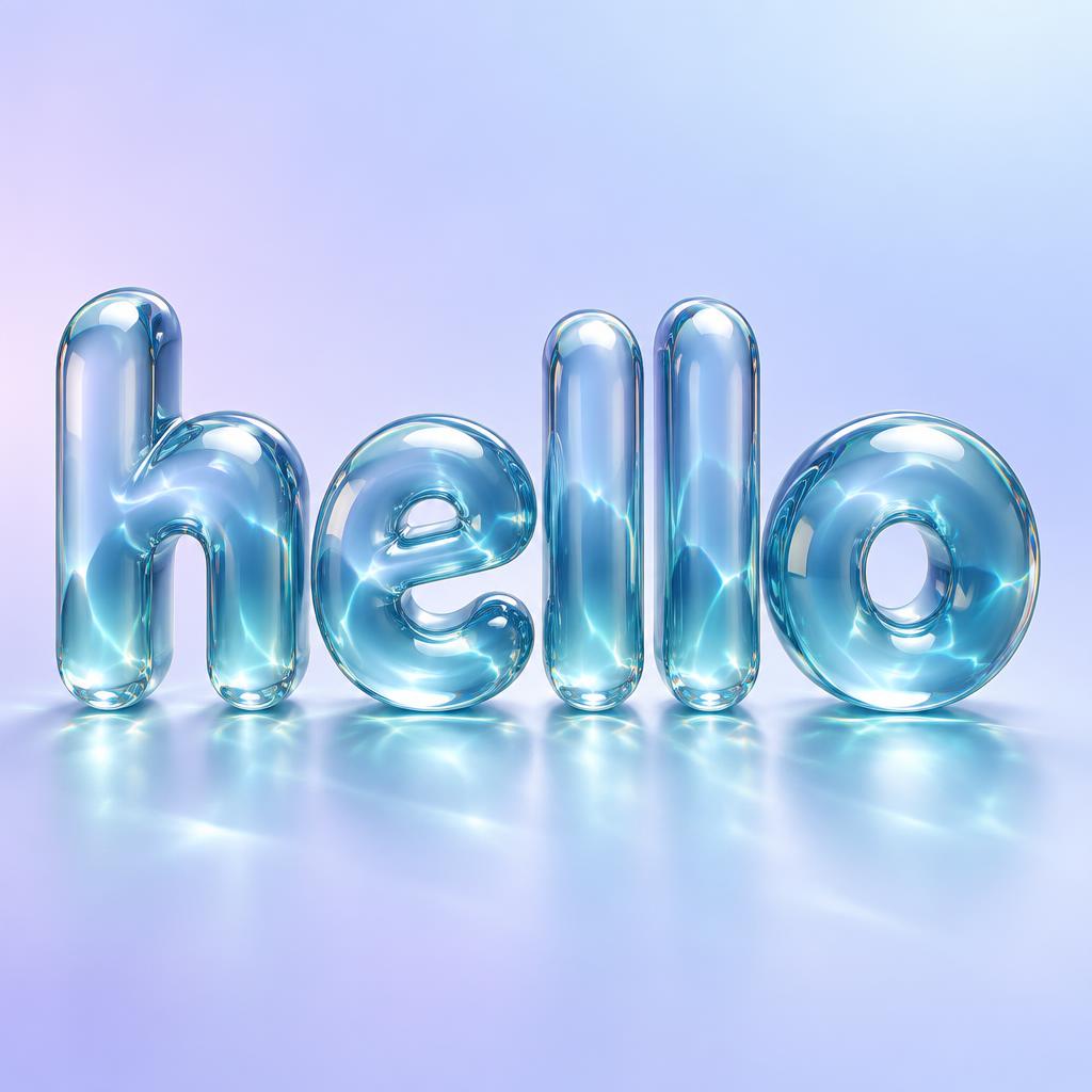 "hello" — Glass Liquid | AI Text Effect Generator