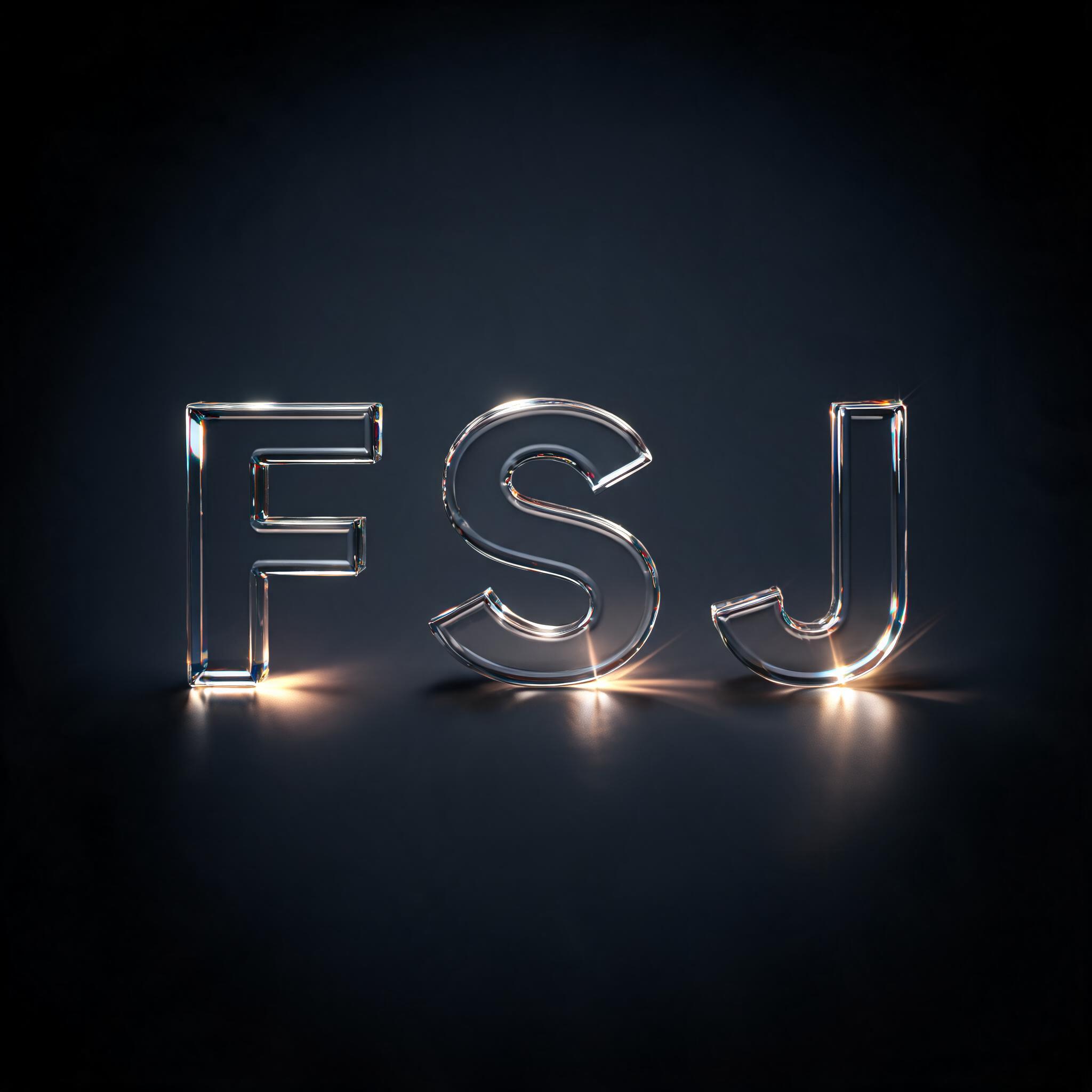 "F S J" — Glass | AI Text Effect Generator