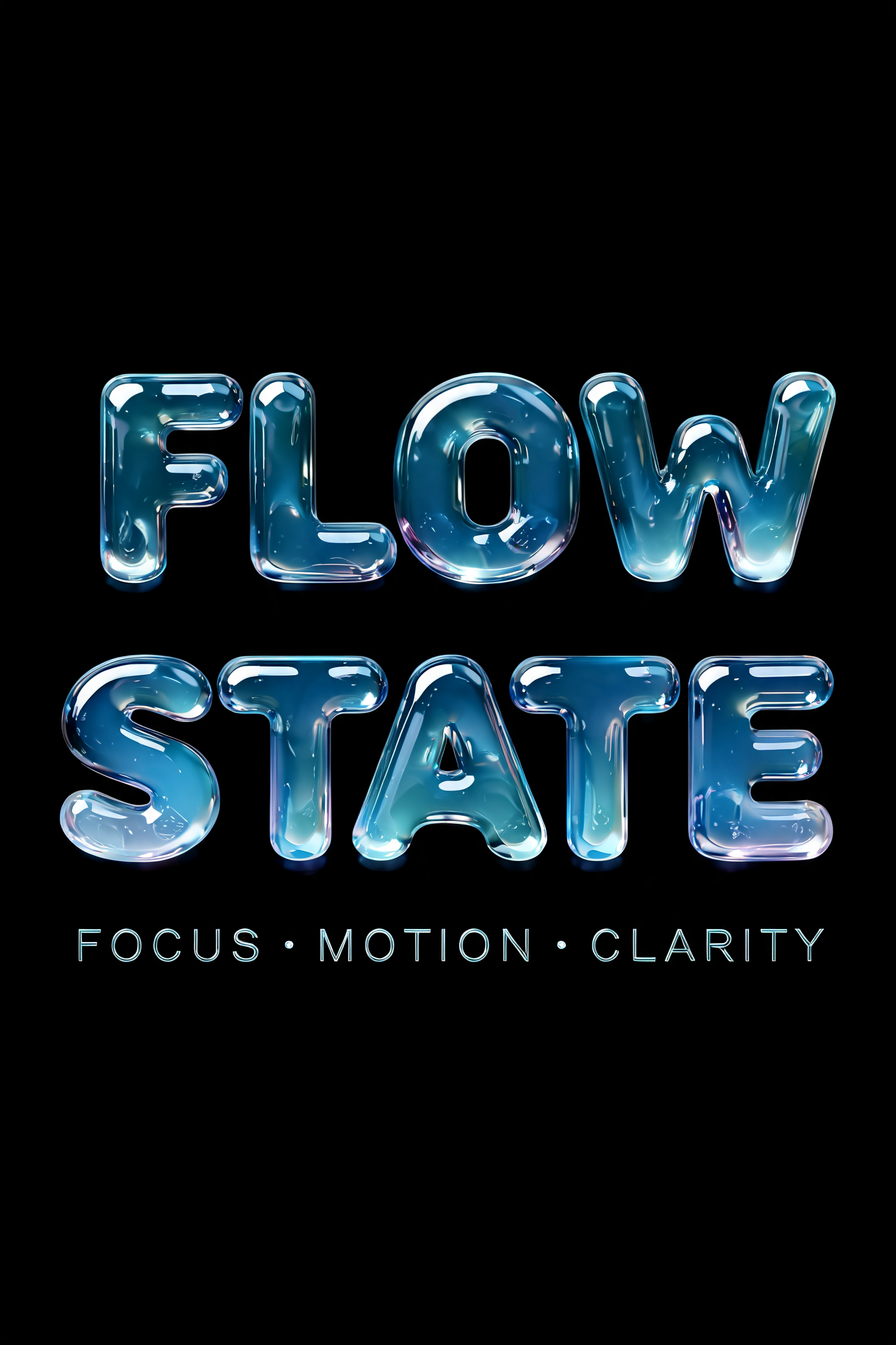 "Make me glass letters that say FLOW STATE with soft refractions" — Glass | AI Text Effect Generator