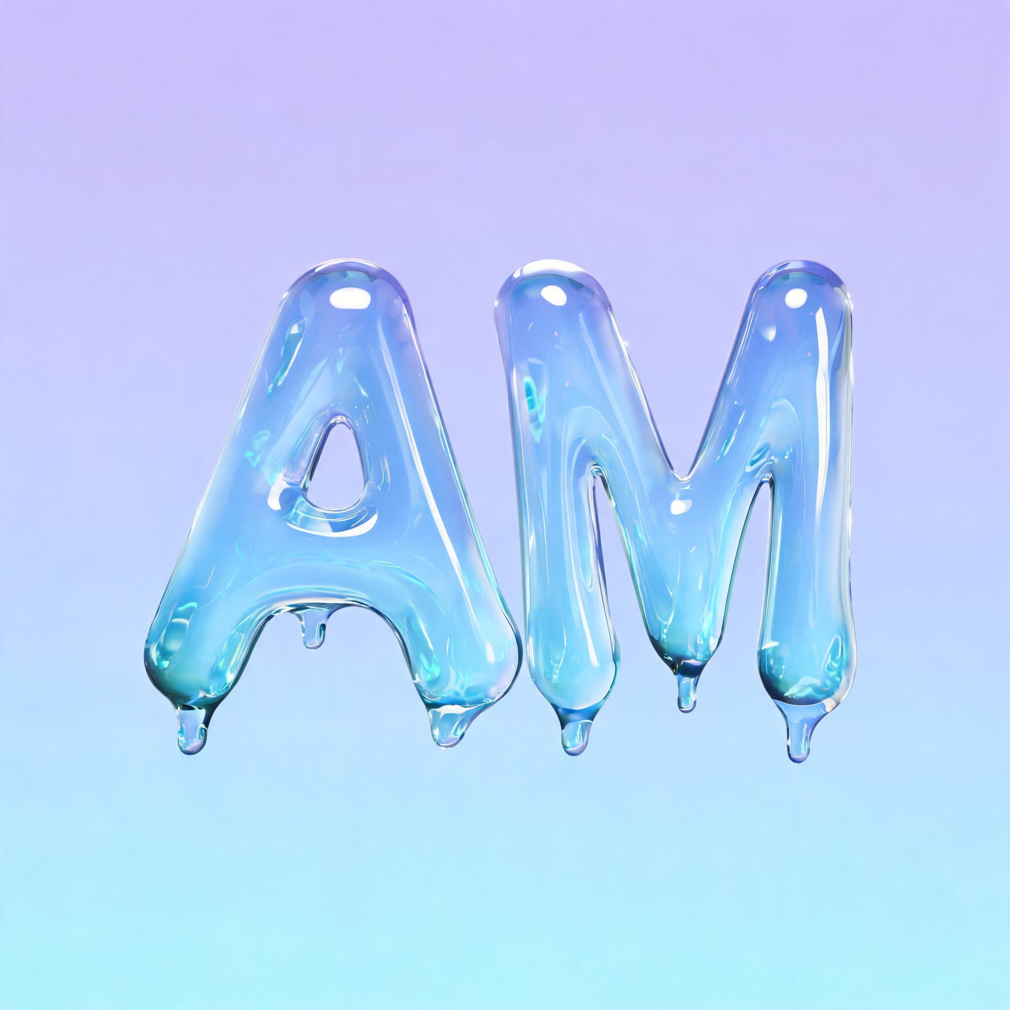 "AM" — Glass Liquid | AI Text Effect Generator