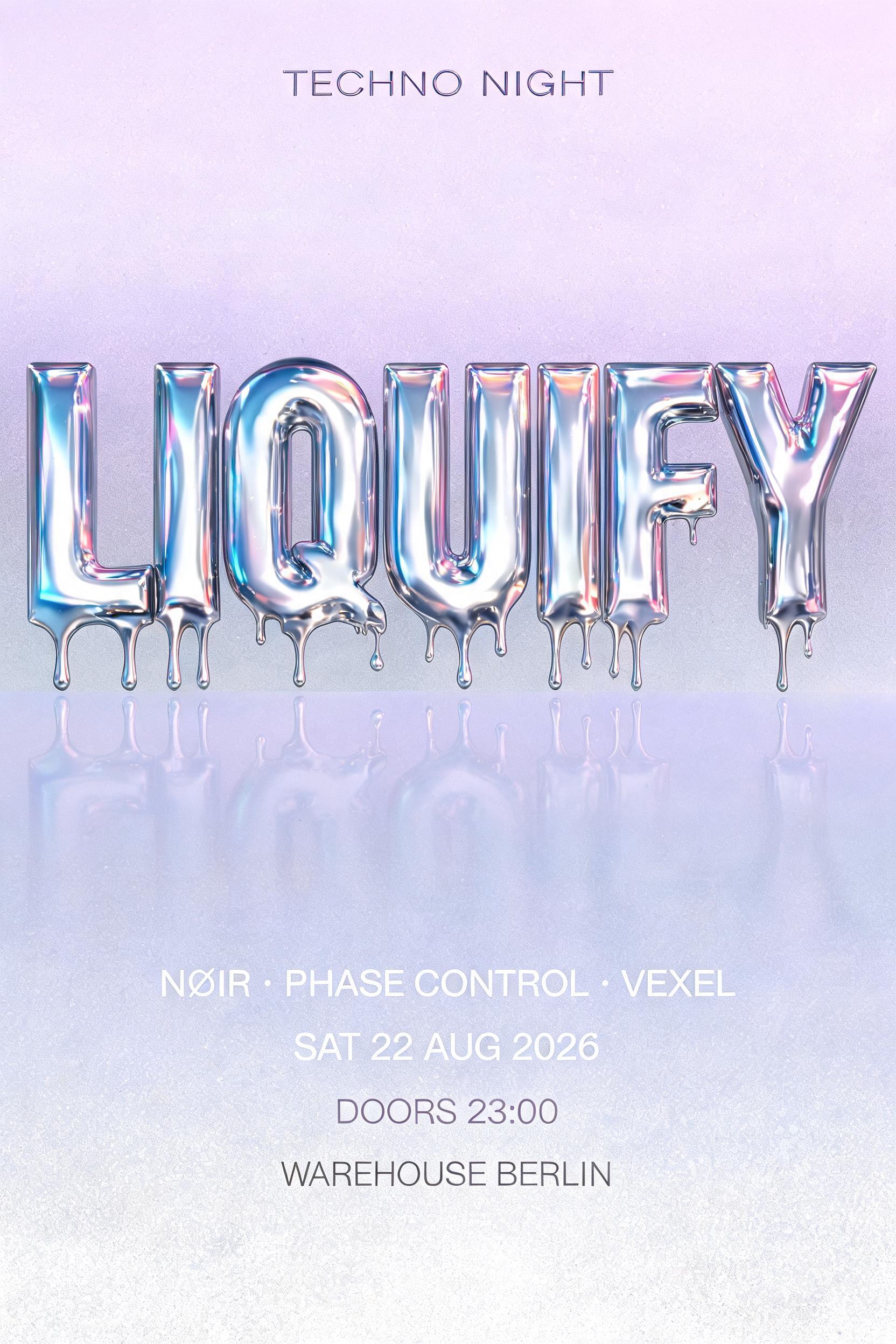 "Design a fluid-chrome poster for the techno night Liquify" — Y2k Liquid | AI Text Effect Generator