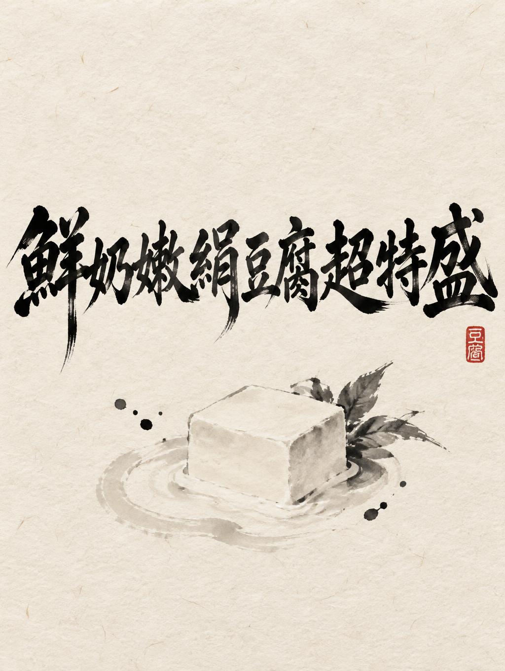 "鮮奶嫩絹豆腐超特盛" — Brush Japanese Ink | AI Text Effect Generator