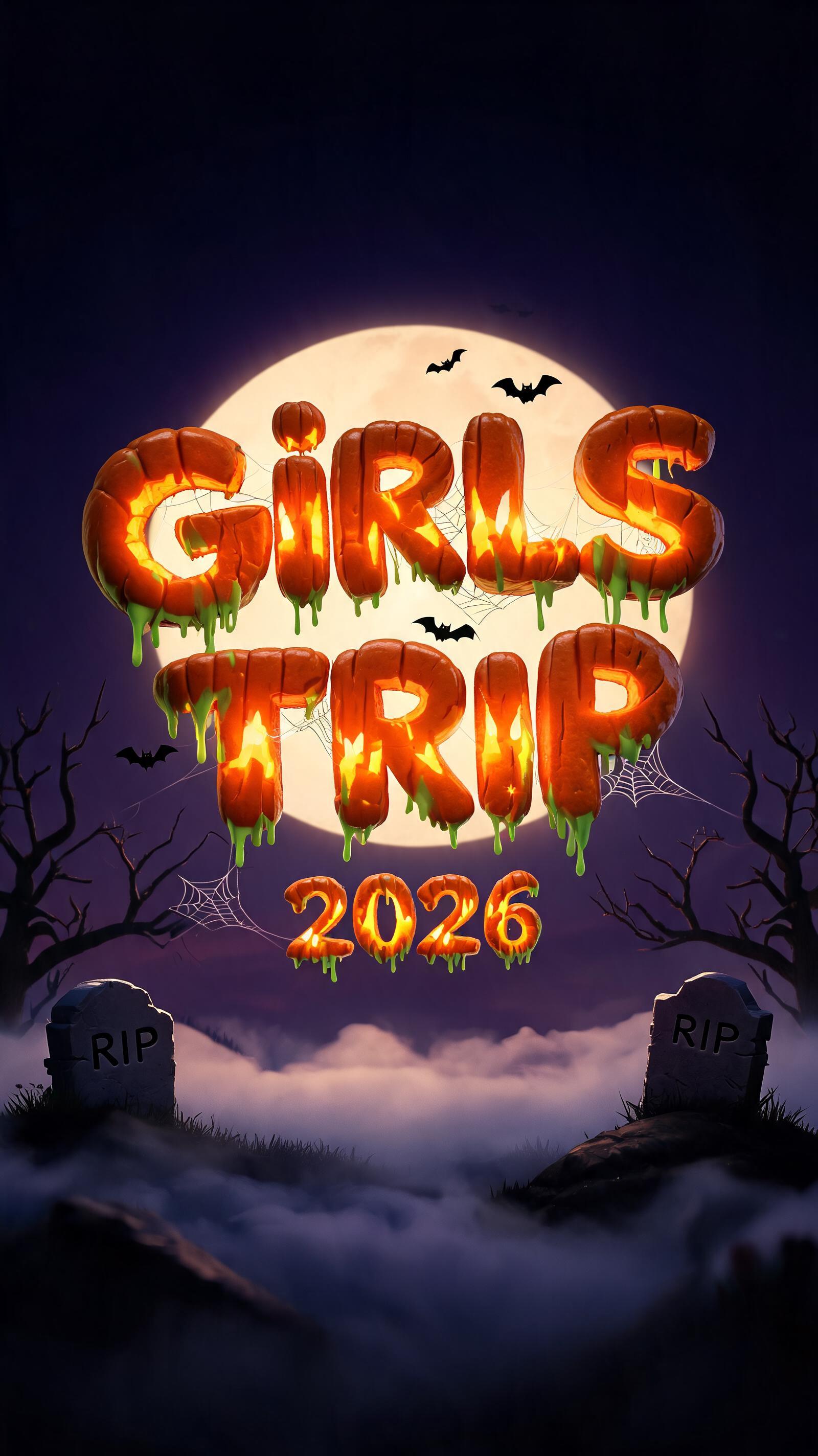 "Girls Trip
   2026" — Halloween text effect