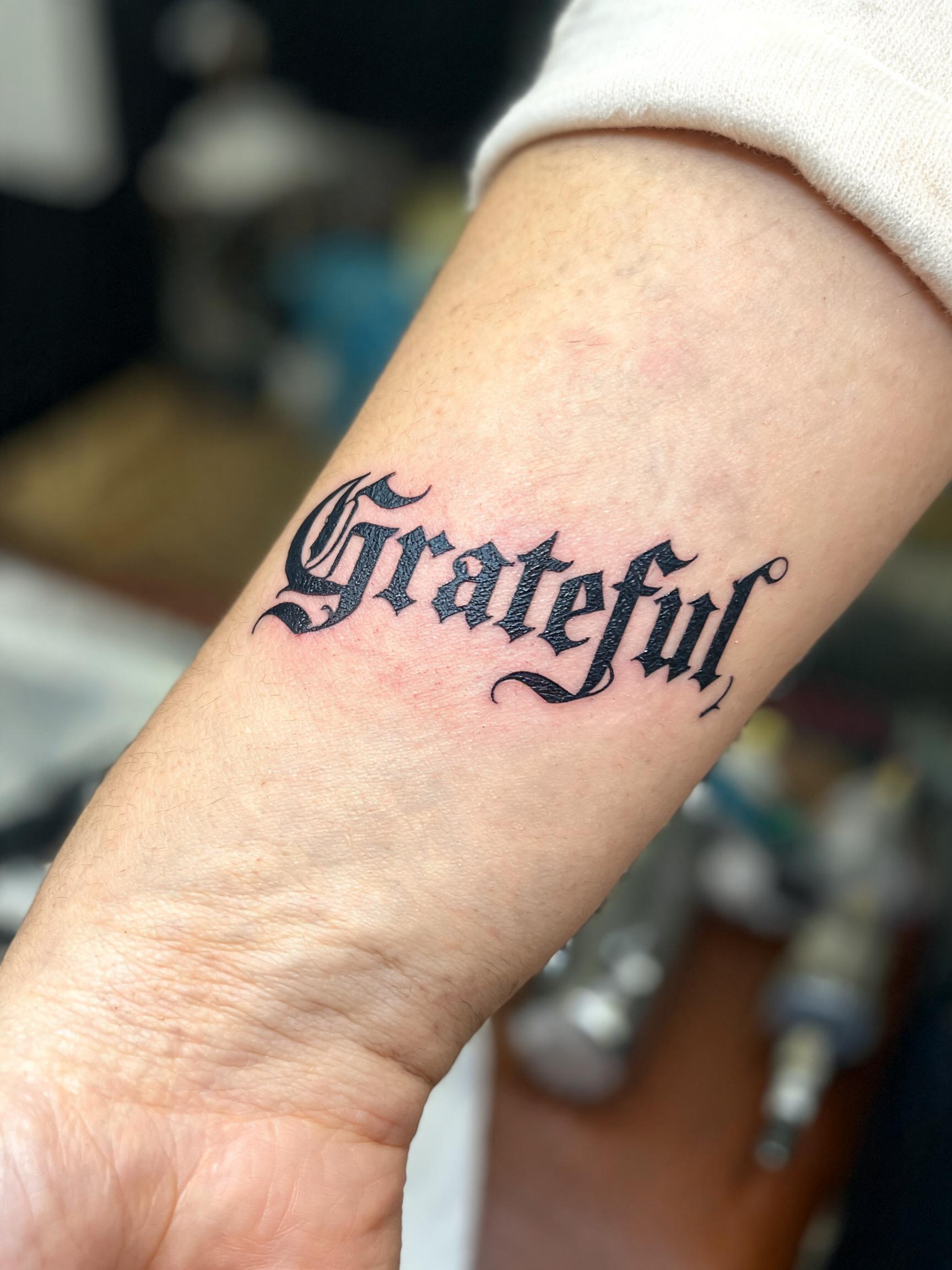 "Grateful" — Tattoo | AI Text Effect Generator