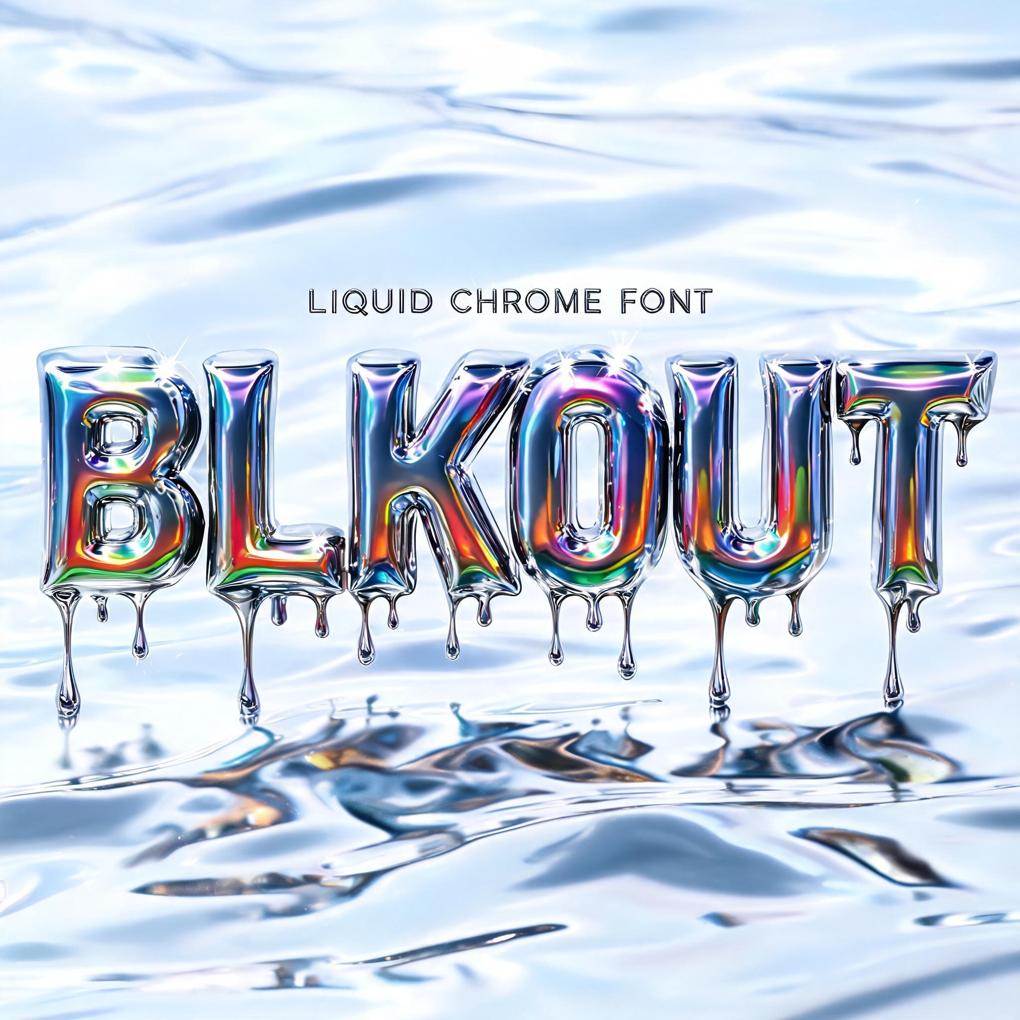 "BLKOUT
LIQUID CHROME FONT" — Y2k Chrome | AI Text Effect Generator