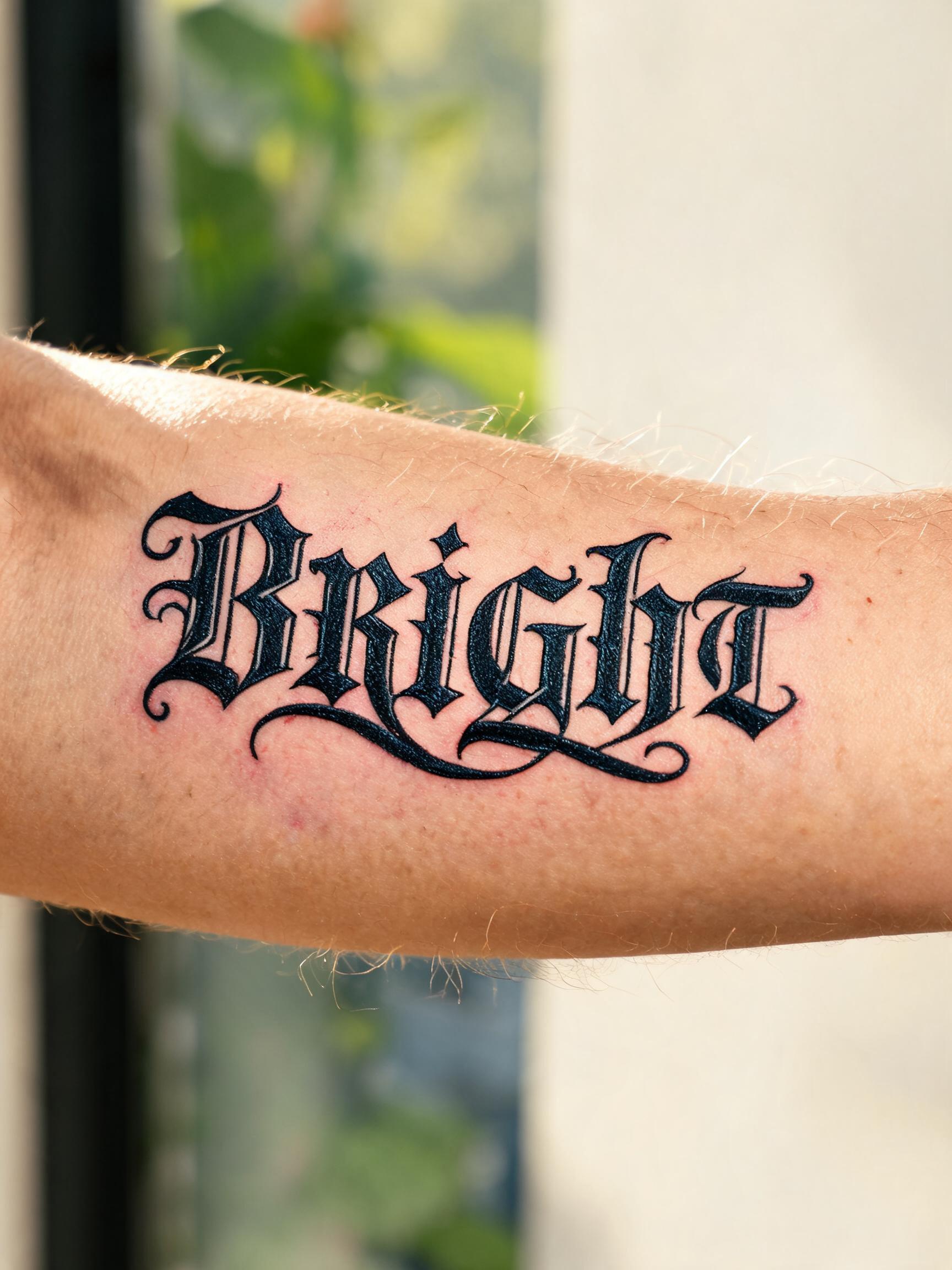 "Bright" — Tattoo | AI Text Effect Generator