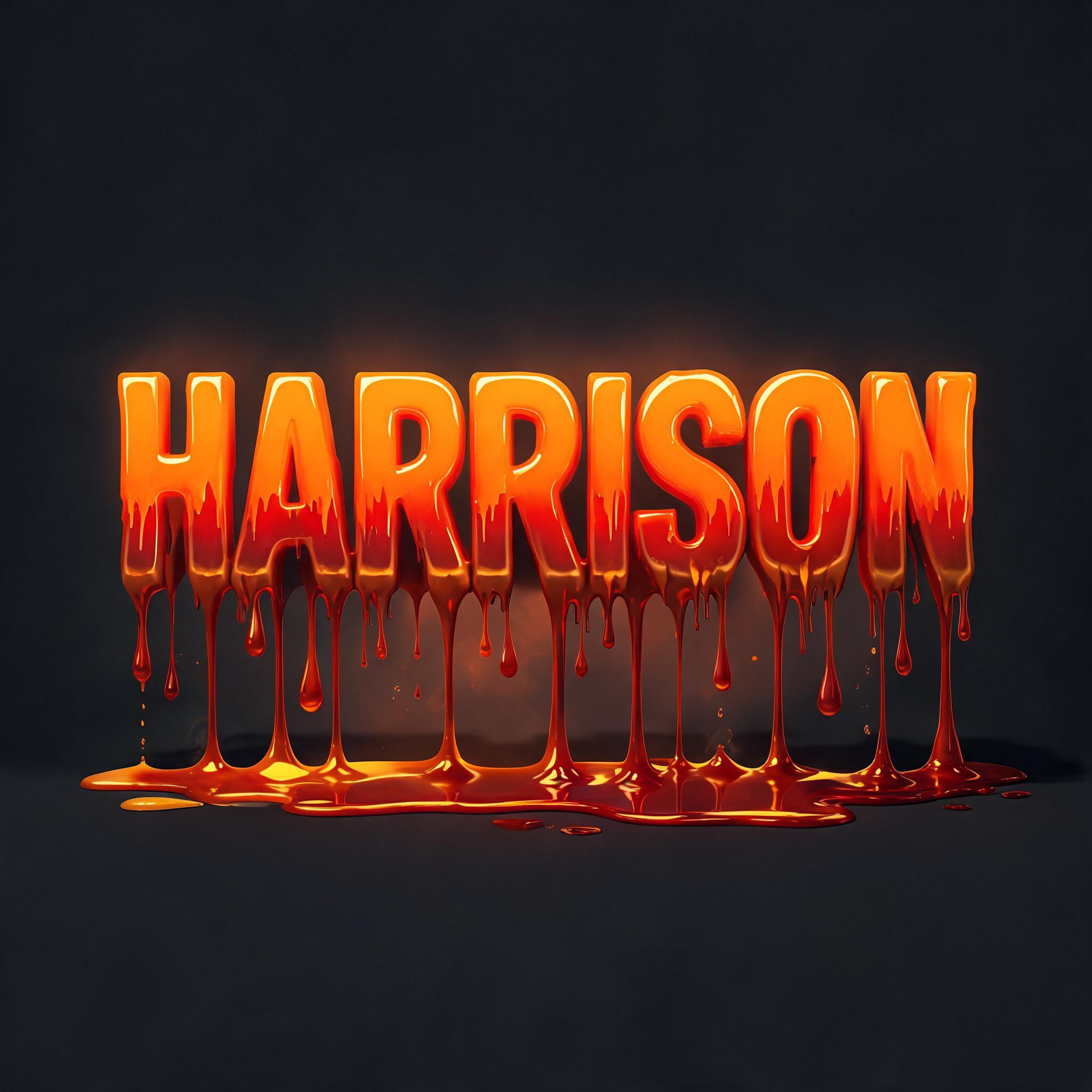 "Harrison" — Drip Font Melting | AI Text Effect Generator