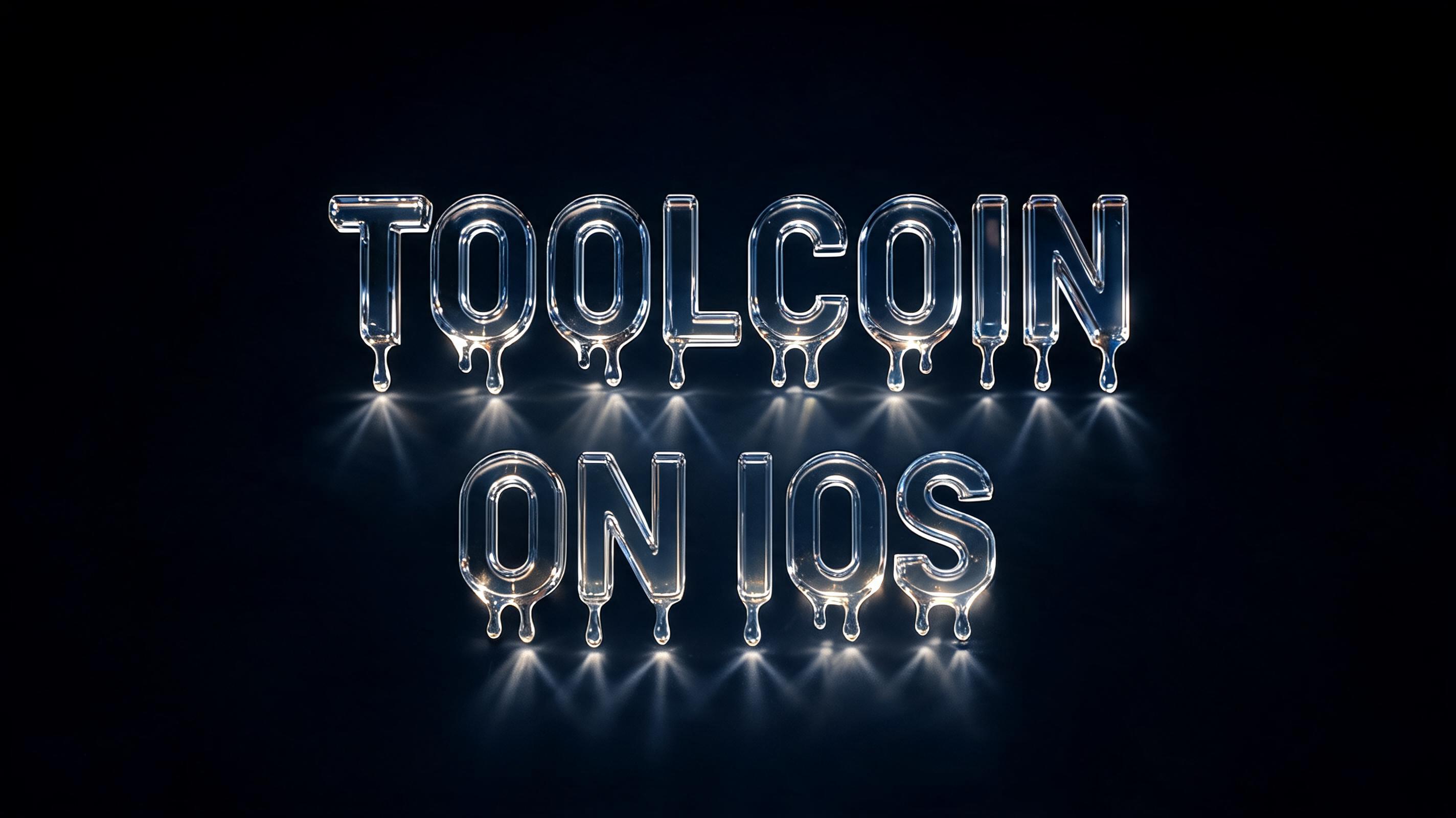 "TOOLCOIN ON IOS" — Glass | AI Text Effect Generator