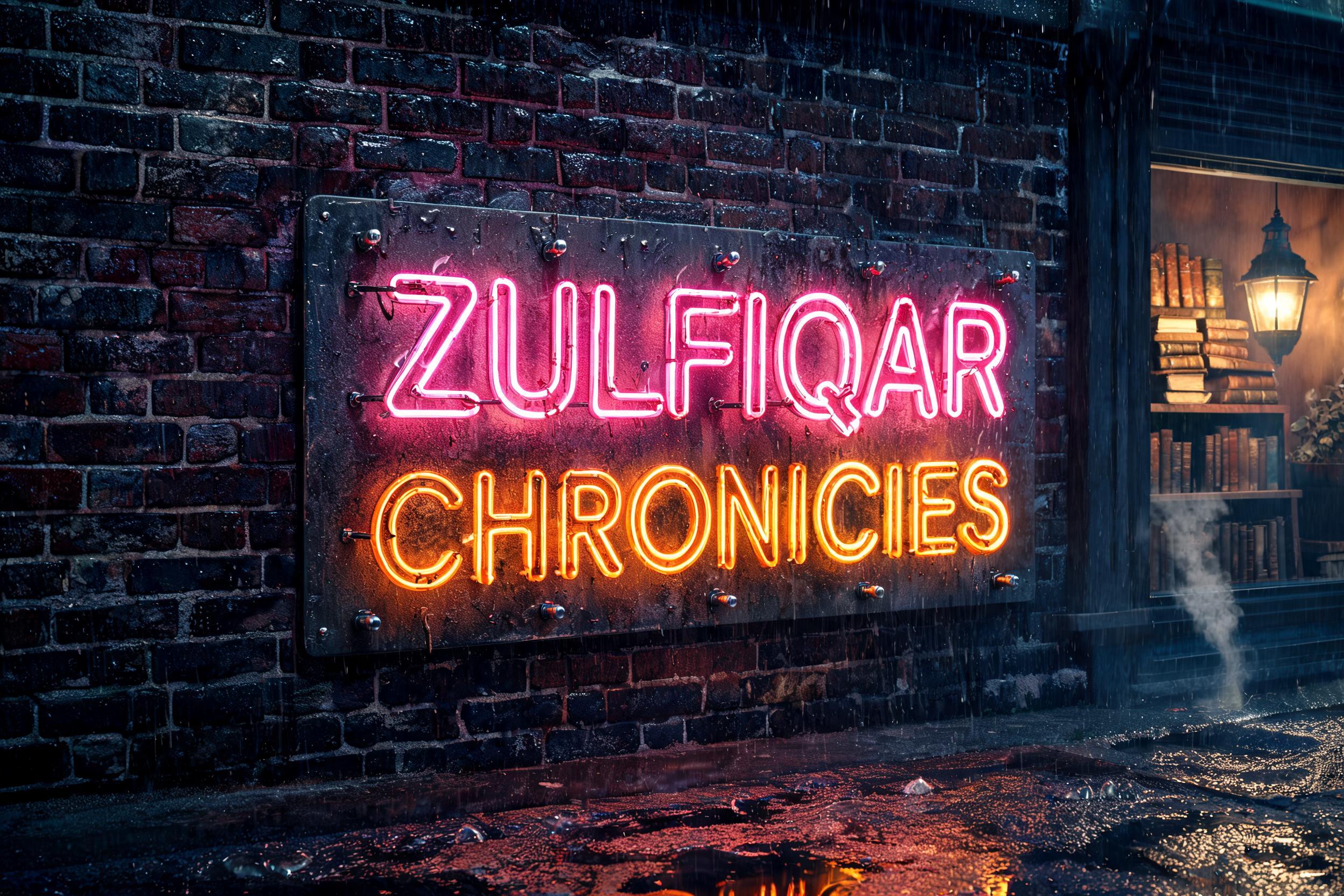 "Zulfiqar Chronicles" — Neon Sign | AI Text Effect Generator
