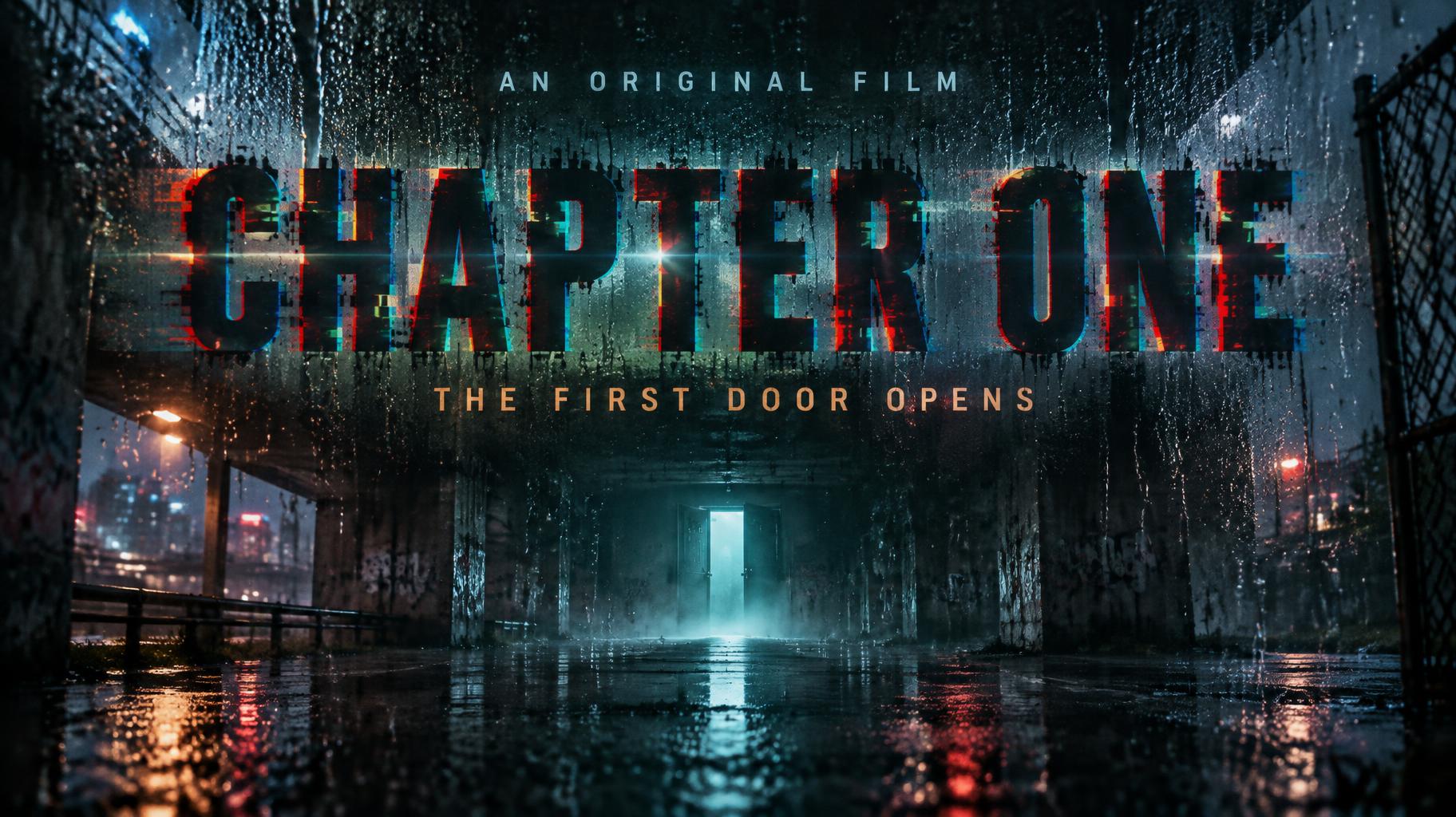 "CHAPTER ONE
THE FIRST DOOR OPENS
AN ORIGINAL FILM" — Cinematic Netflix | AI Text Effect Generator