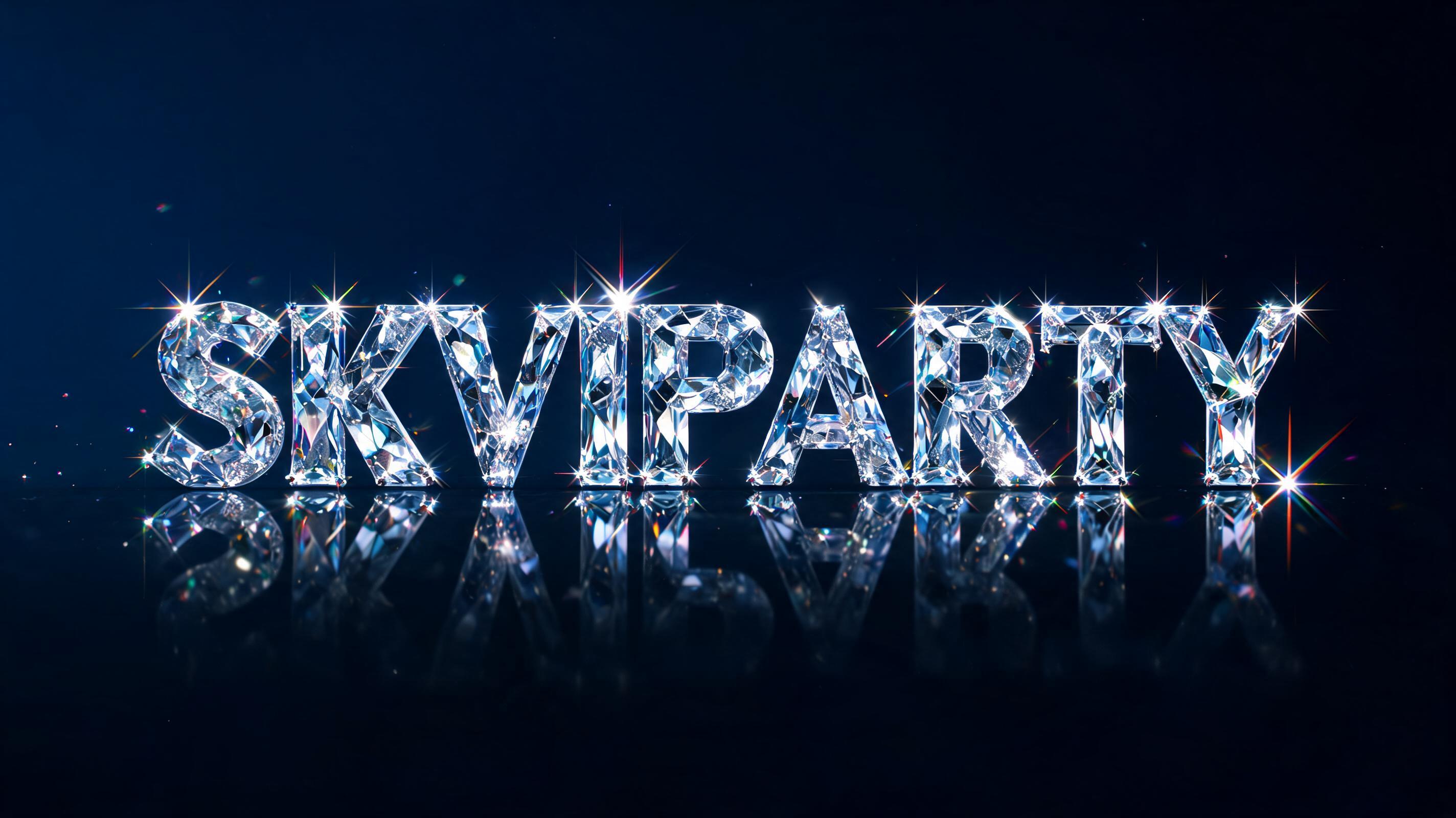 "SKVIPPARTY" — Glass Crystal | AI Text Effect Generator