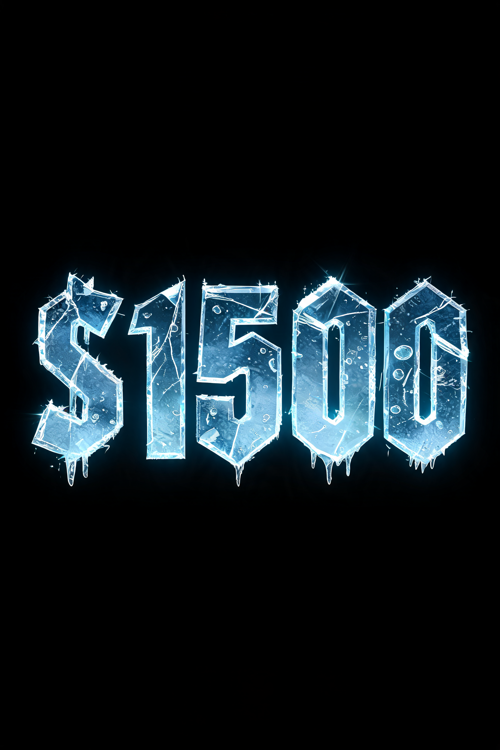 "$1500" — Glass Frozen | AI Text Effect Generator