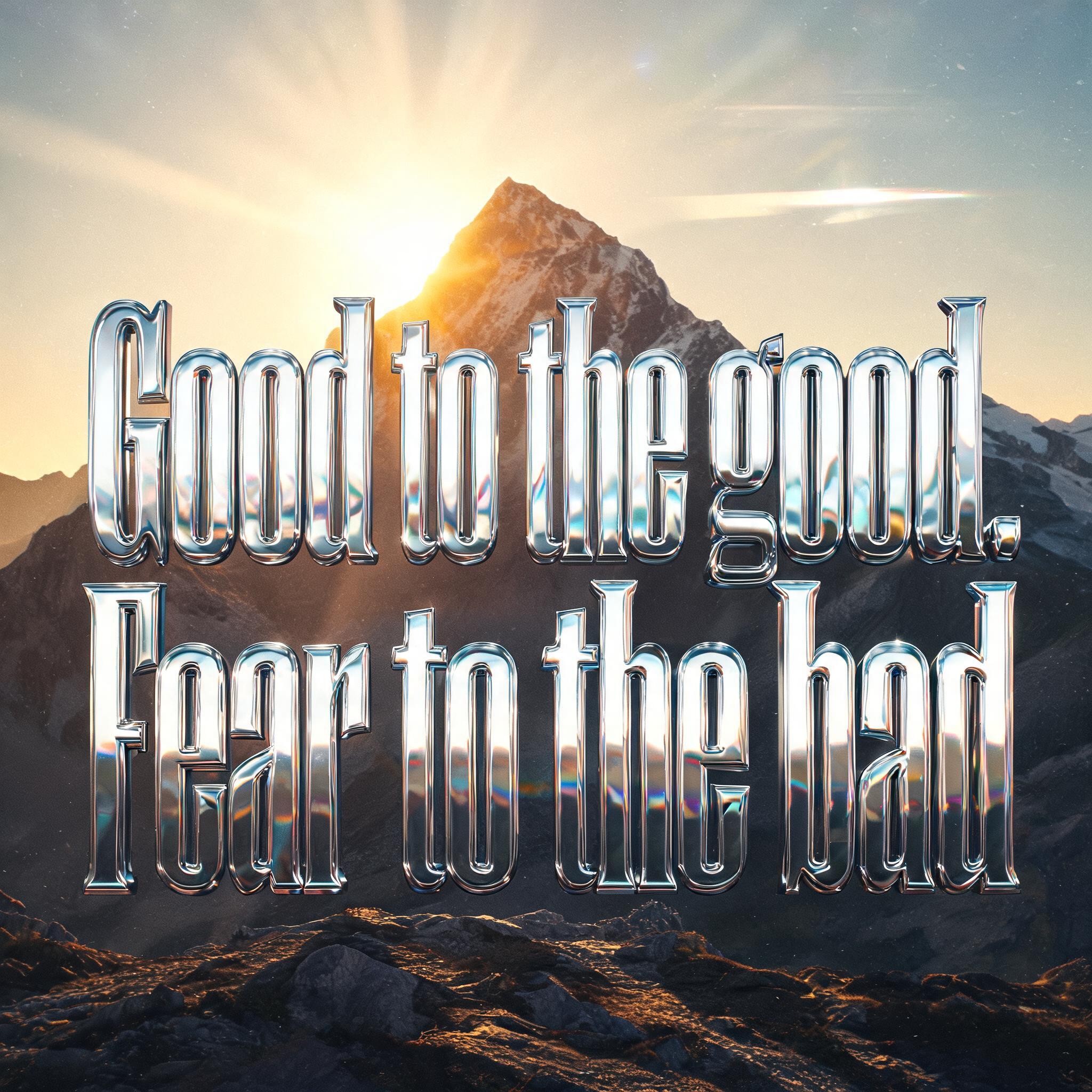 "Good to the good. Fear to the bad" — Chrome Metal 3d | AI Text Effect Generator
