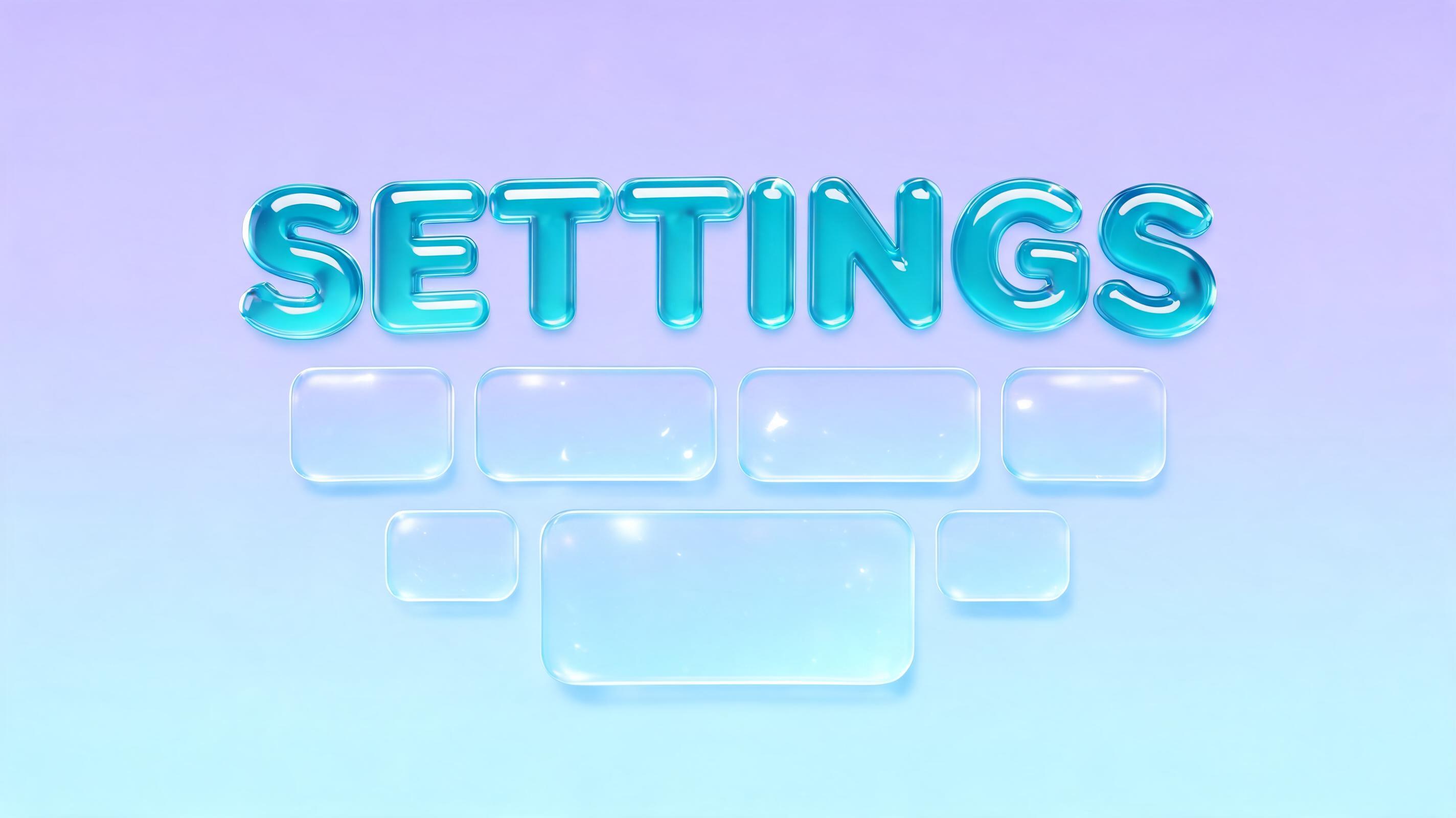 "SETTINGS" — Glass Liquid | AI Text Effect Generator