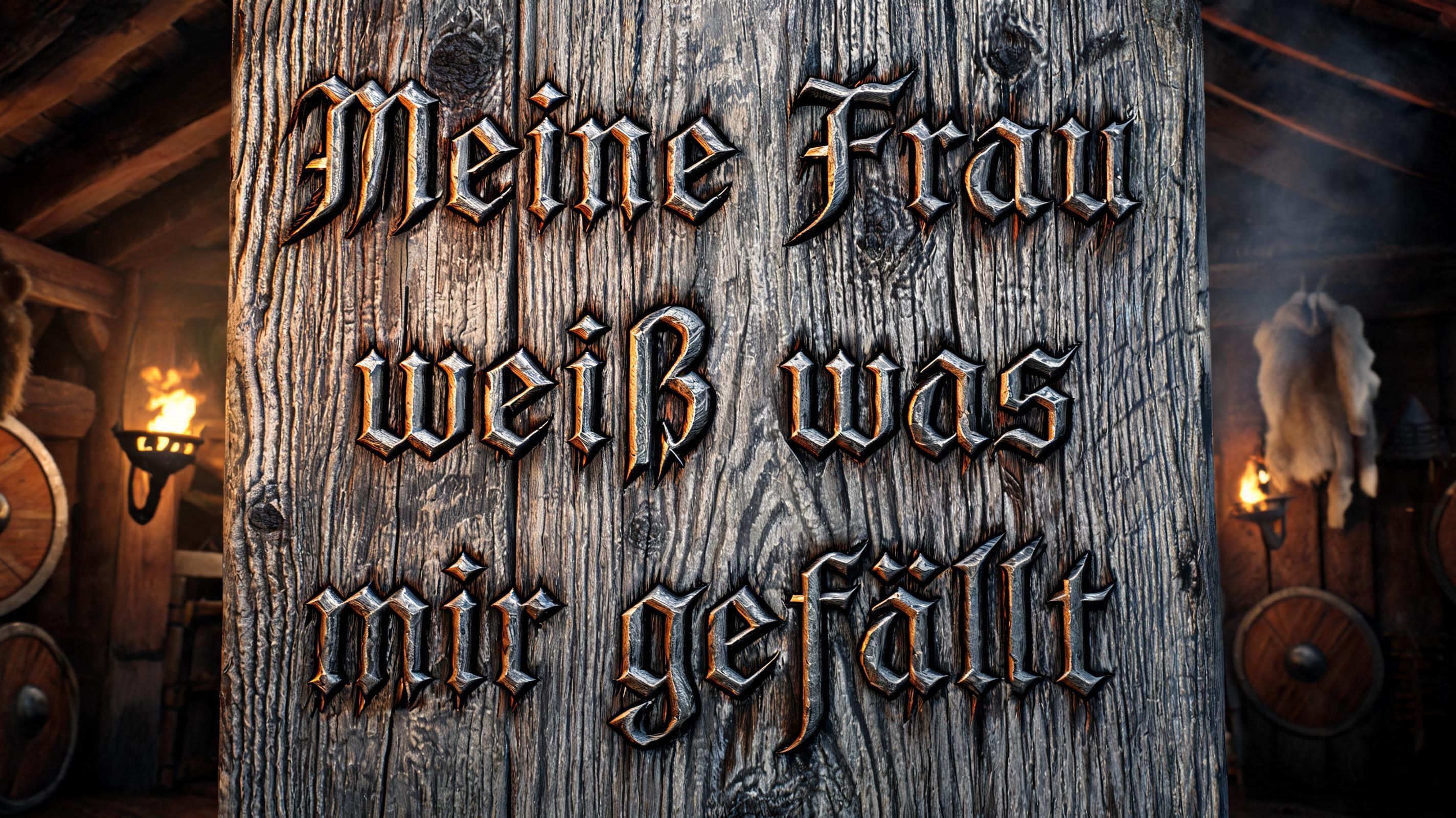 "Meine Frau weiß was mir gefällt" — Viking | AI Text Effect Generator