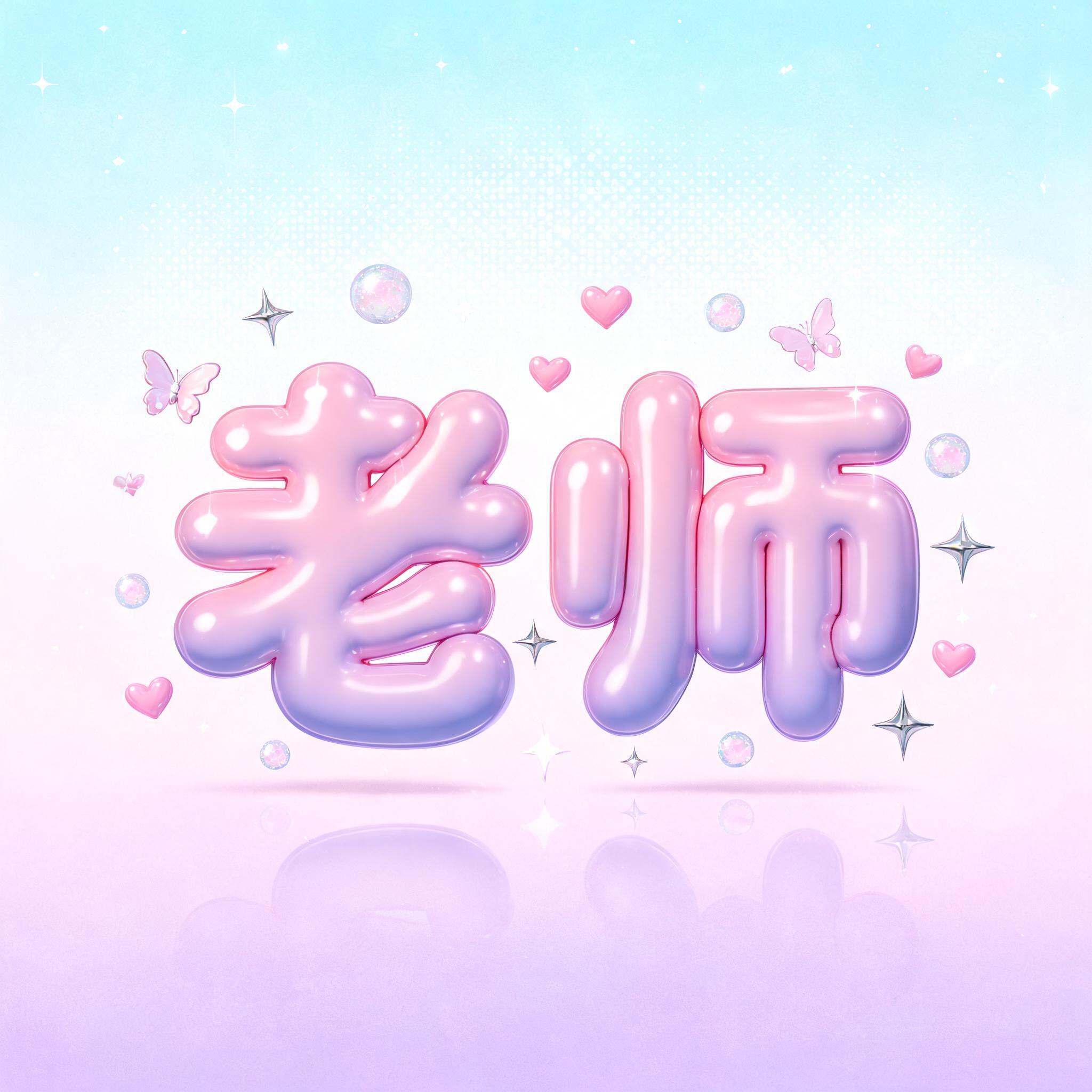 "老师" — Y2k Bubbly | AI Text Effect Generator