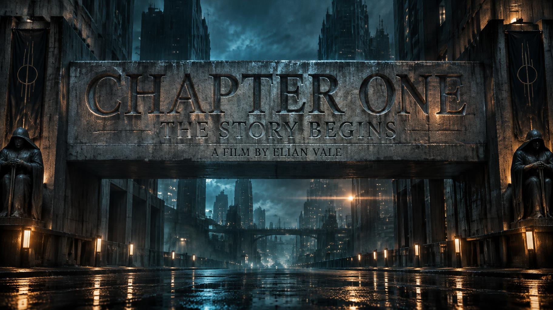 "CHAPTER ONE
THE STORY BEGINS
A FILM BY ELIAN VALE" — Cinematic Netflix | AI Text Effect Generator