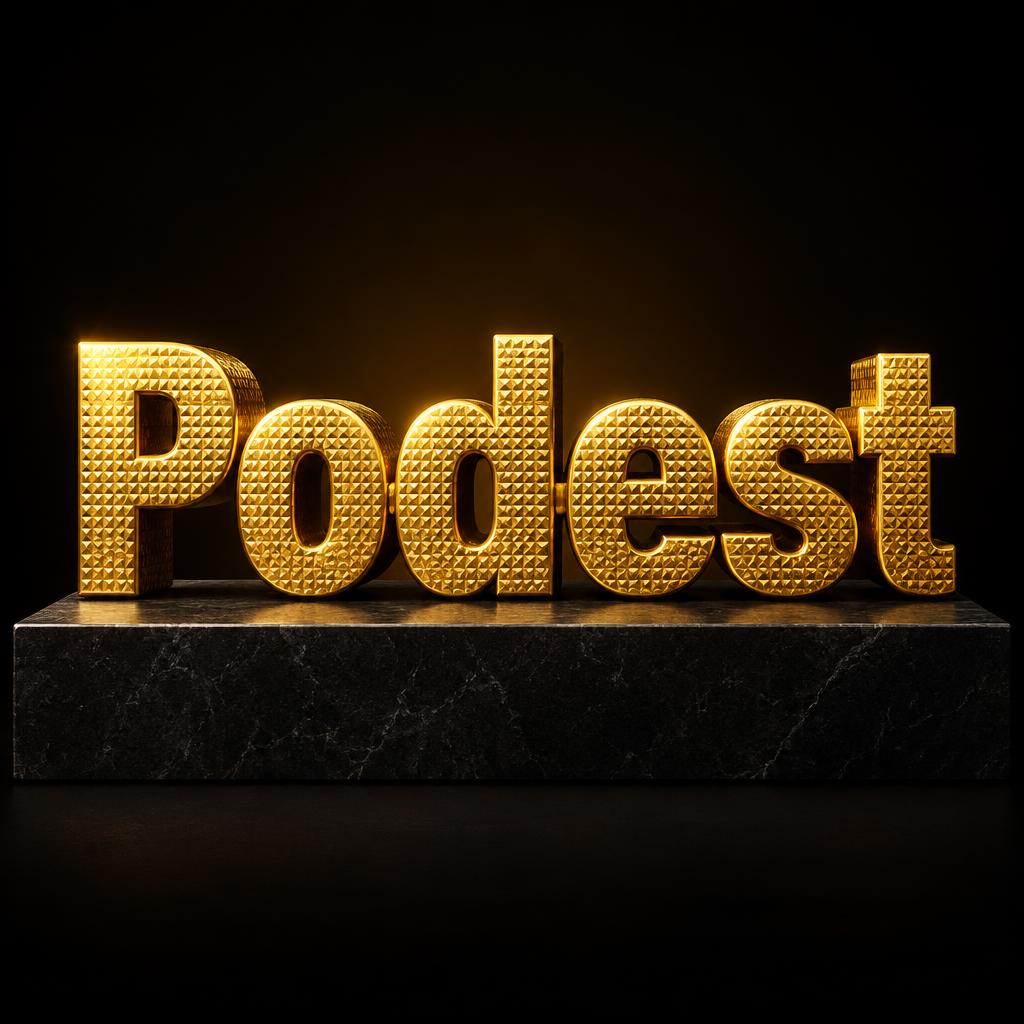 "Podest" — 3d Bold Gold | AI Text Effect Generator