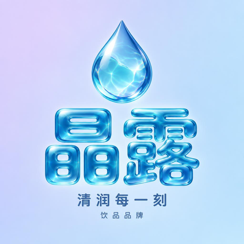"晶露
清润每一刻
饮品品牌" — Glass Liquid | AI Text Effect Generator