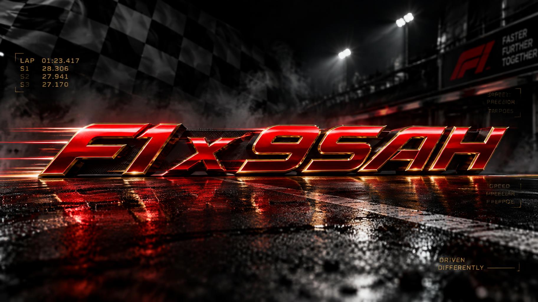 "F1 x 9SAH" — Racing | AI Text Effect Generator