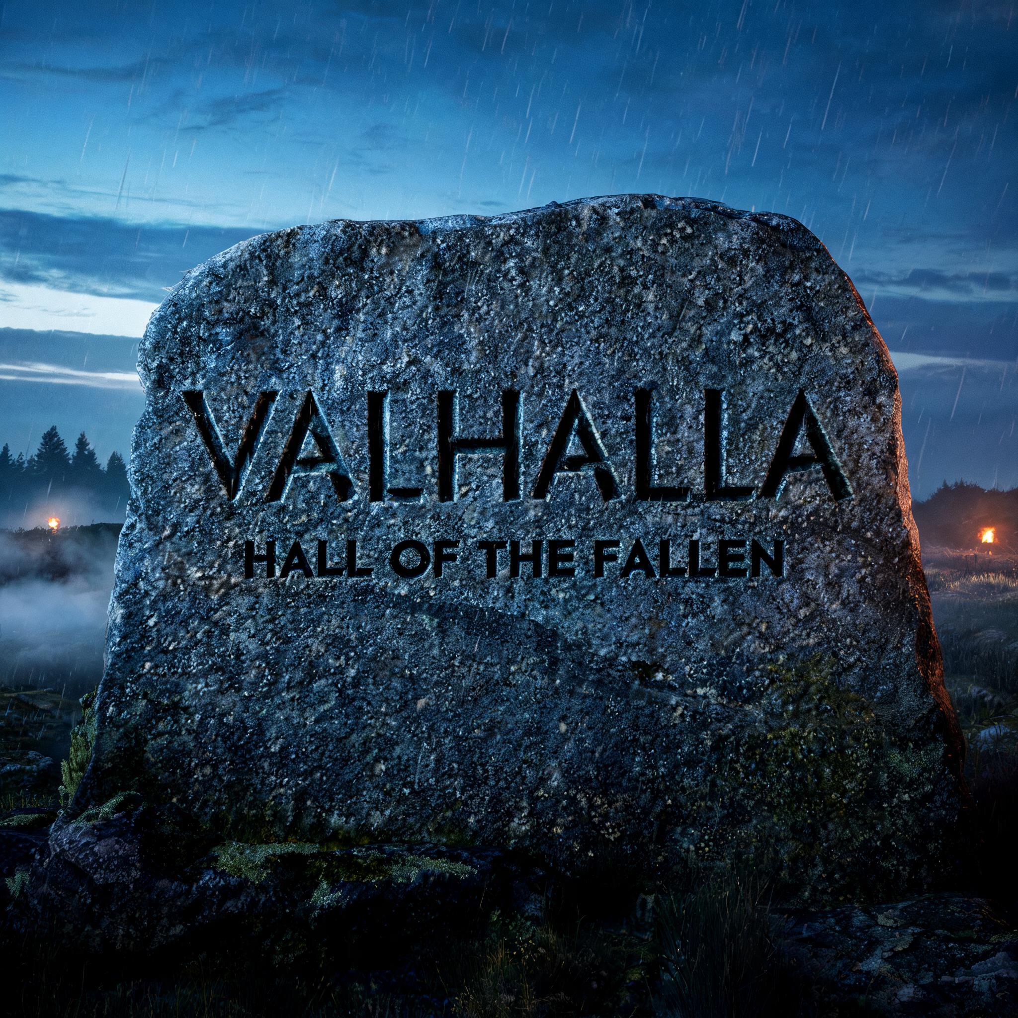 "Make me Viking letters that say VALHALLA carved into weathered stone" — Viking | AI Text Effect Generator