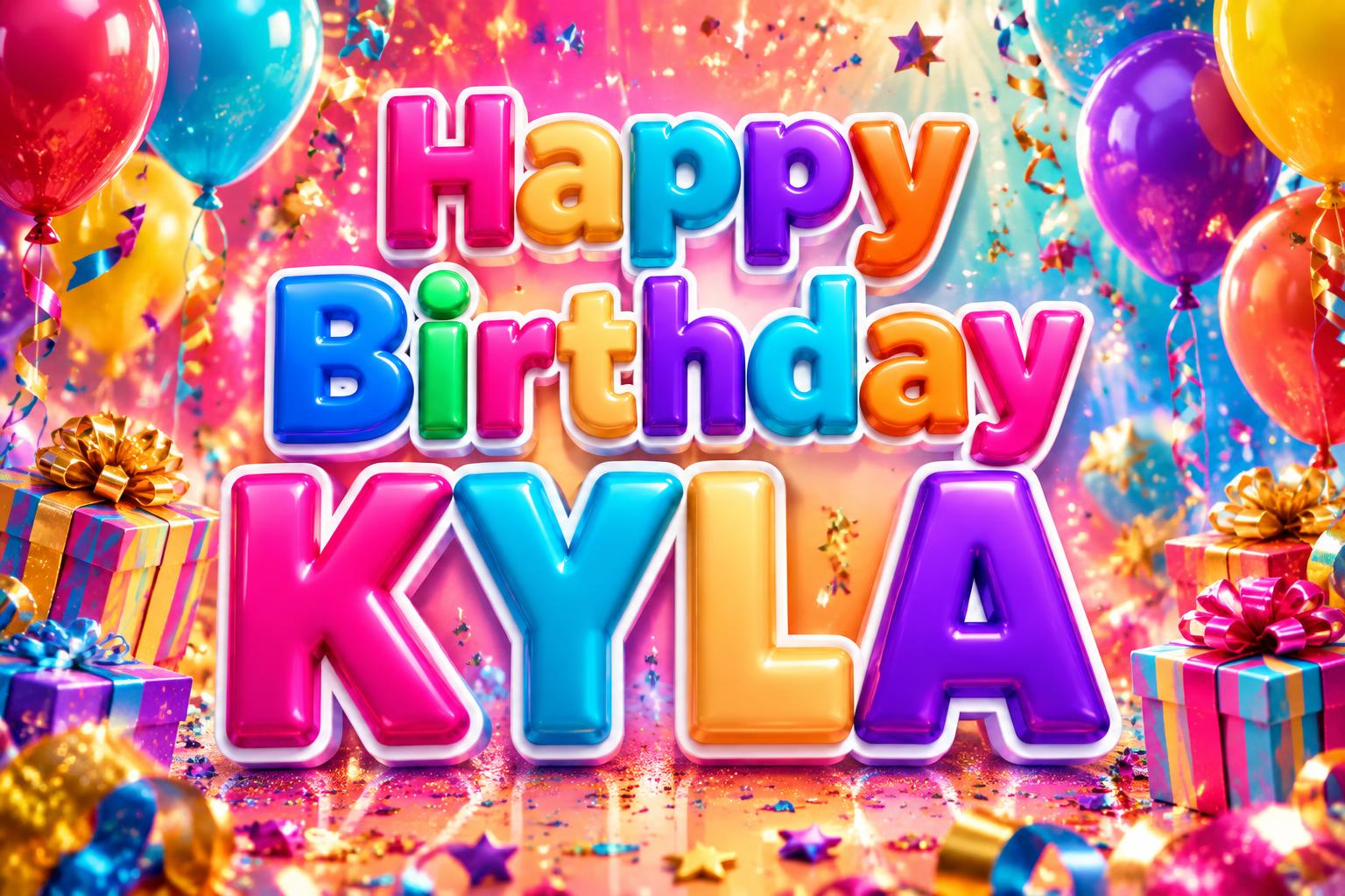 "Happy Birthday KYLA" — Birthday | AI Text Effect Generator