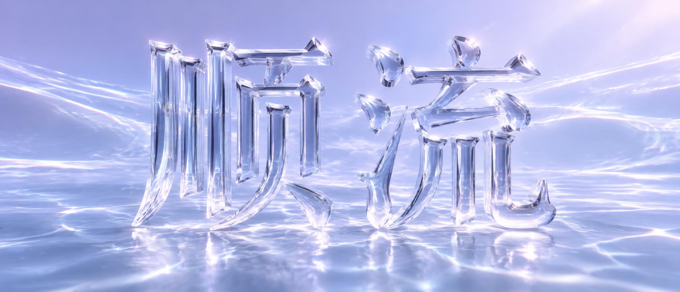 "顺流" — Glass | AI Text Effect Generator