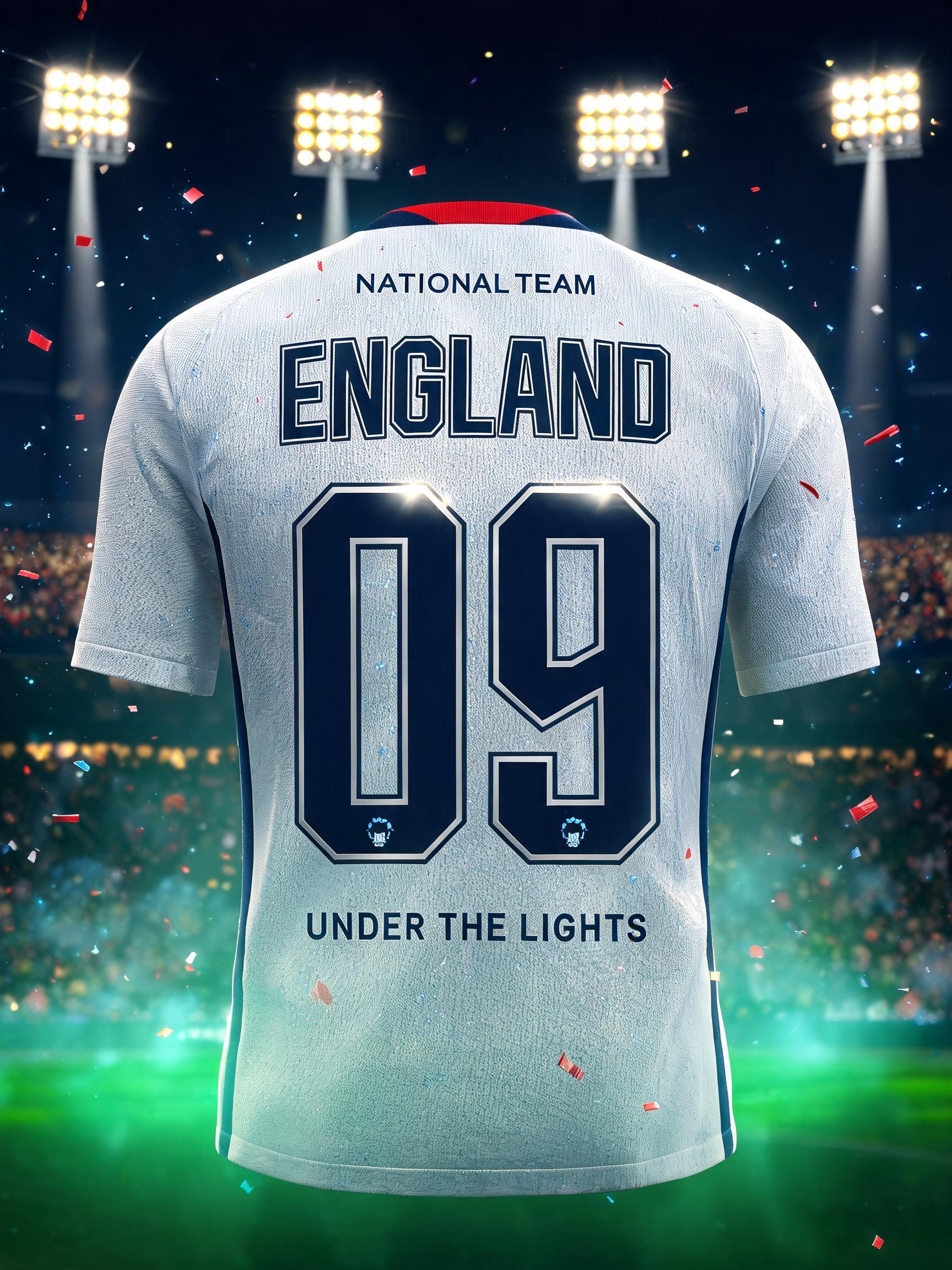 "ENGLAND
09
NATIONAL TEAM
UNDER THE LIGHTS" — Sports Football | AI Text Effect Generator
